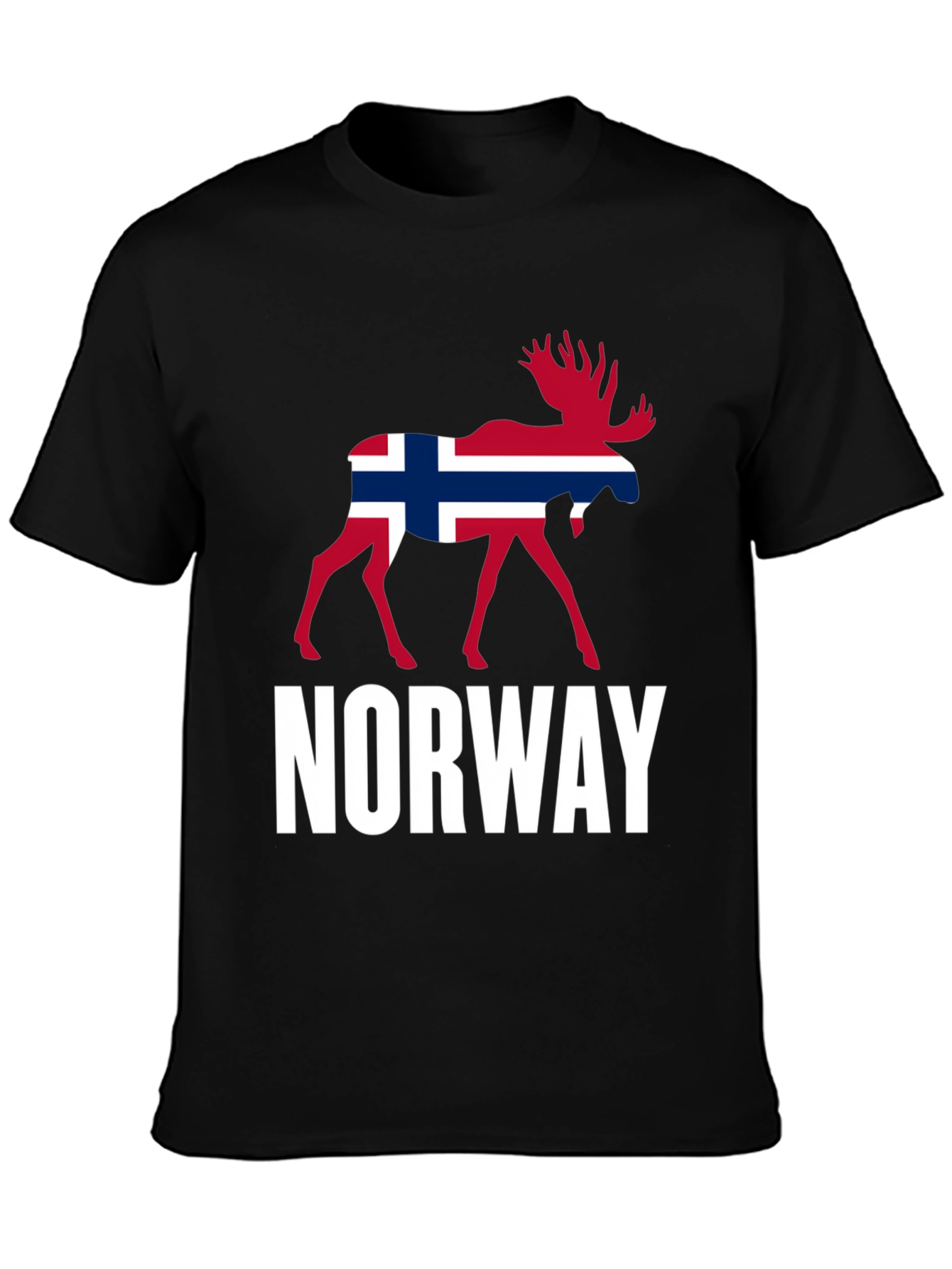 Norway Moose Graphic Tee - Black Cotton Shirt