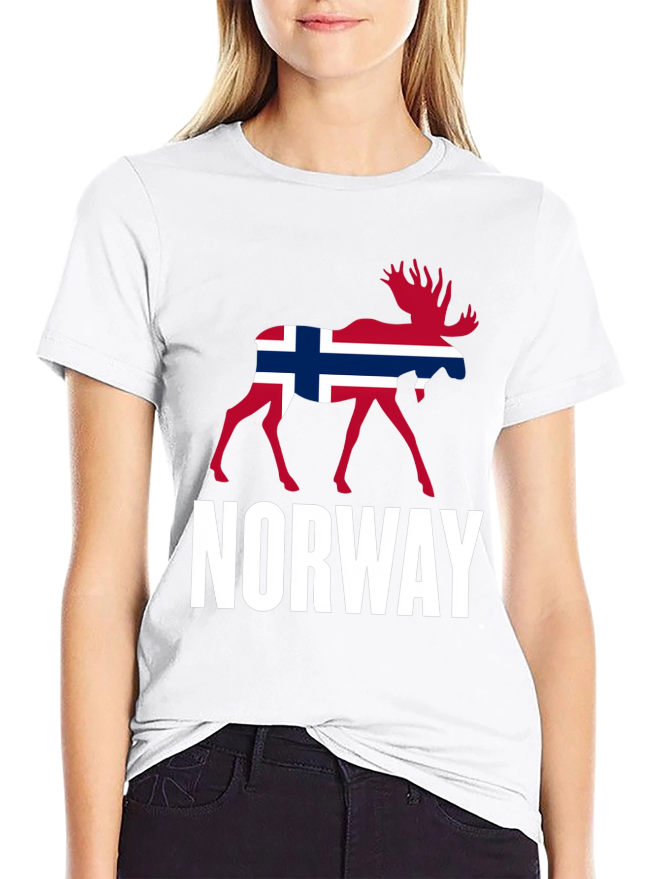 Norway Moose Graphic Tee - Black Cotton Shirt