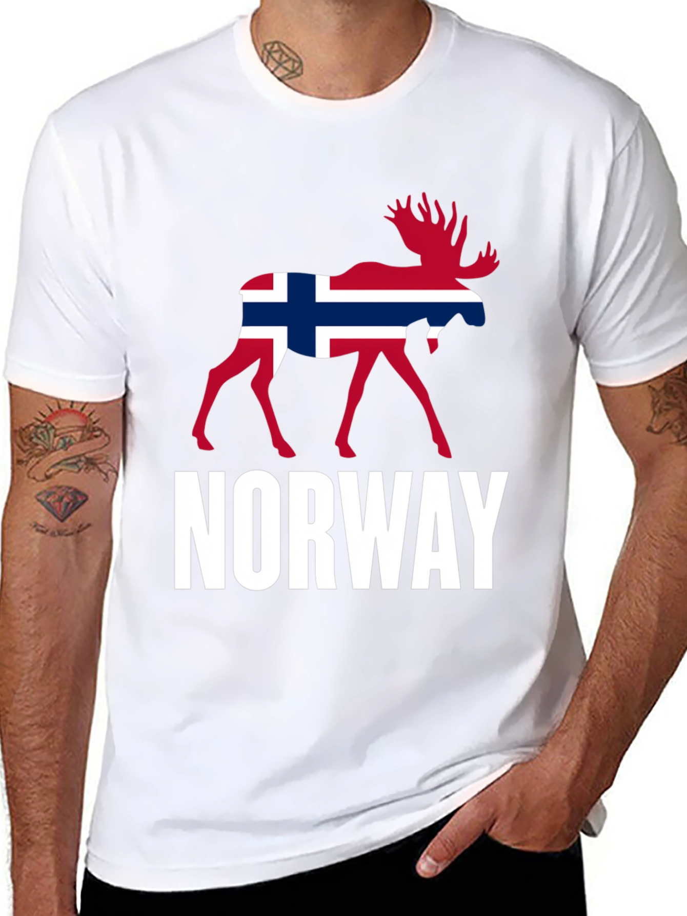 Norway Moose Graphic Tee - Black Cotton Shirt