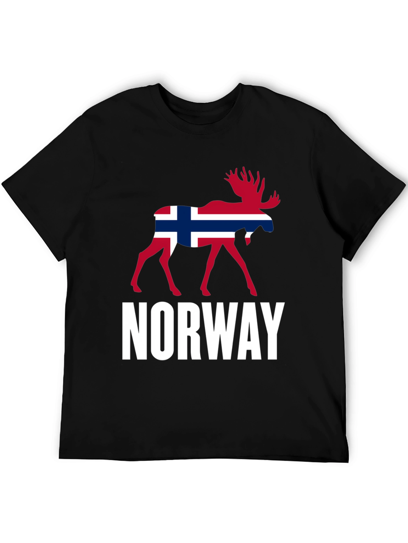 Norway Moose Graphic Tee - Black Cotton Shirt