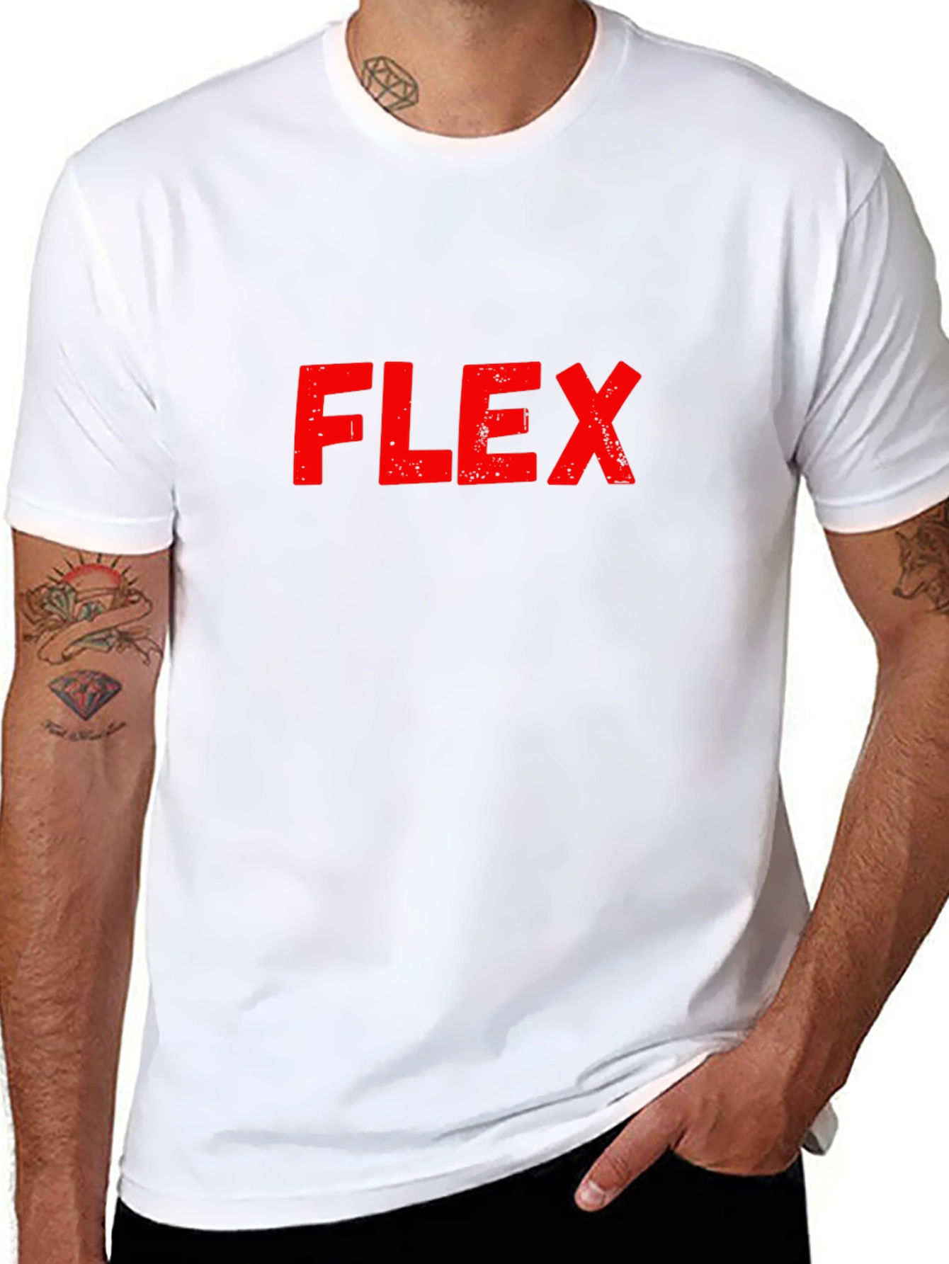 Flex Graphic Tee - Bold Red Print on Black