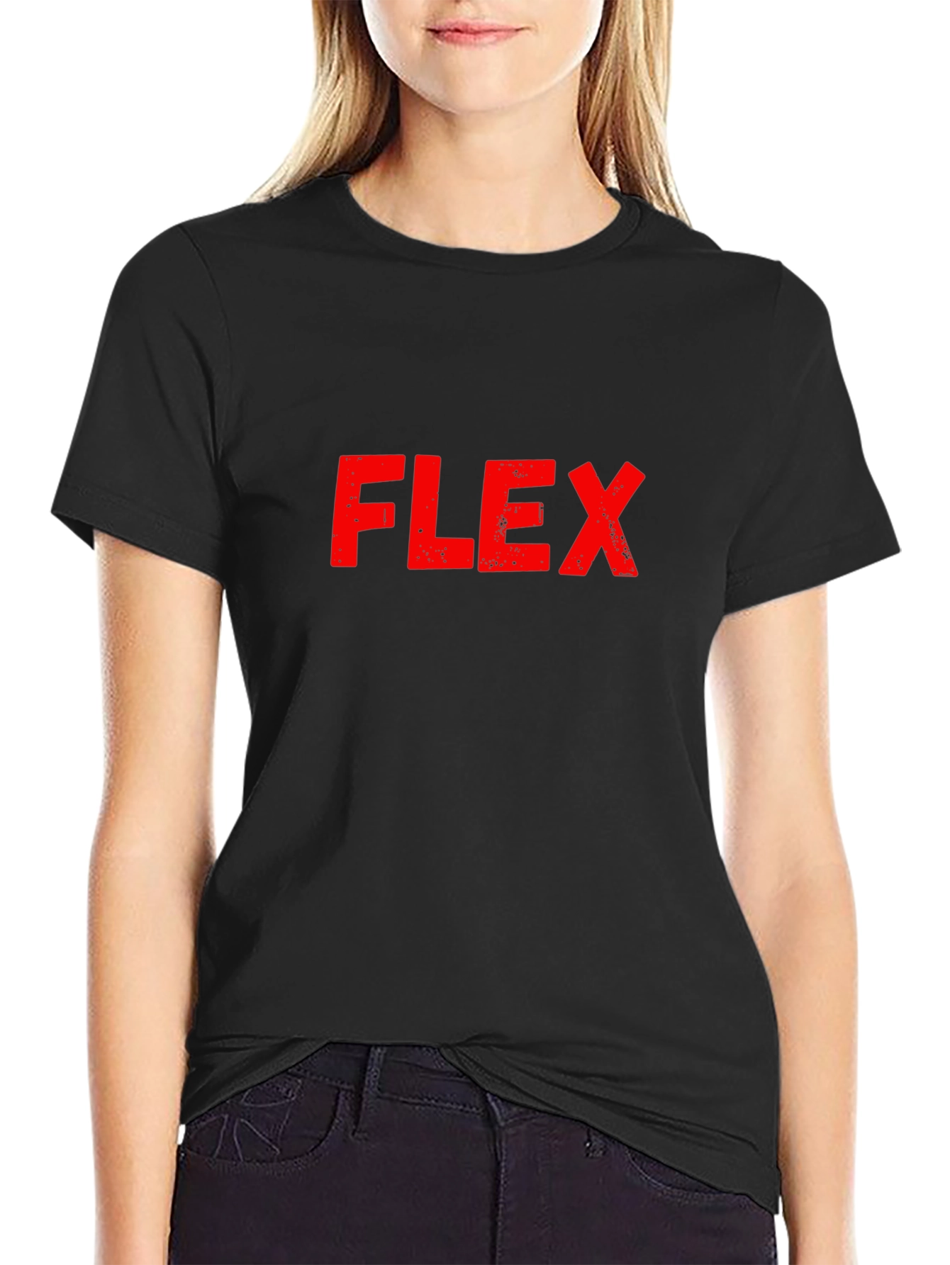 Flex Graphic Tee - Bold Red Print on Black