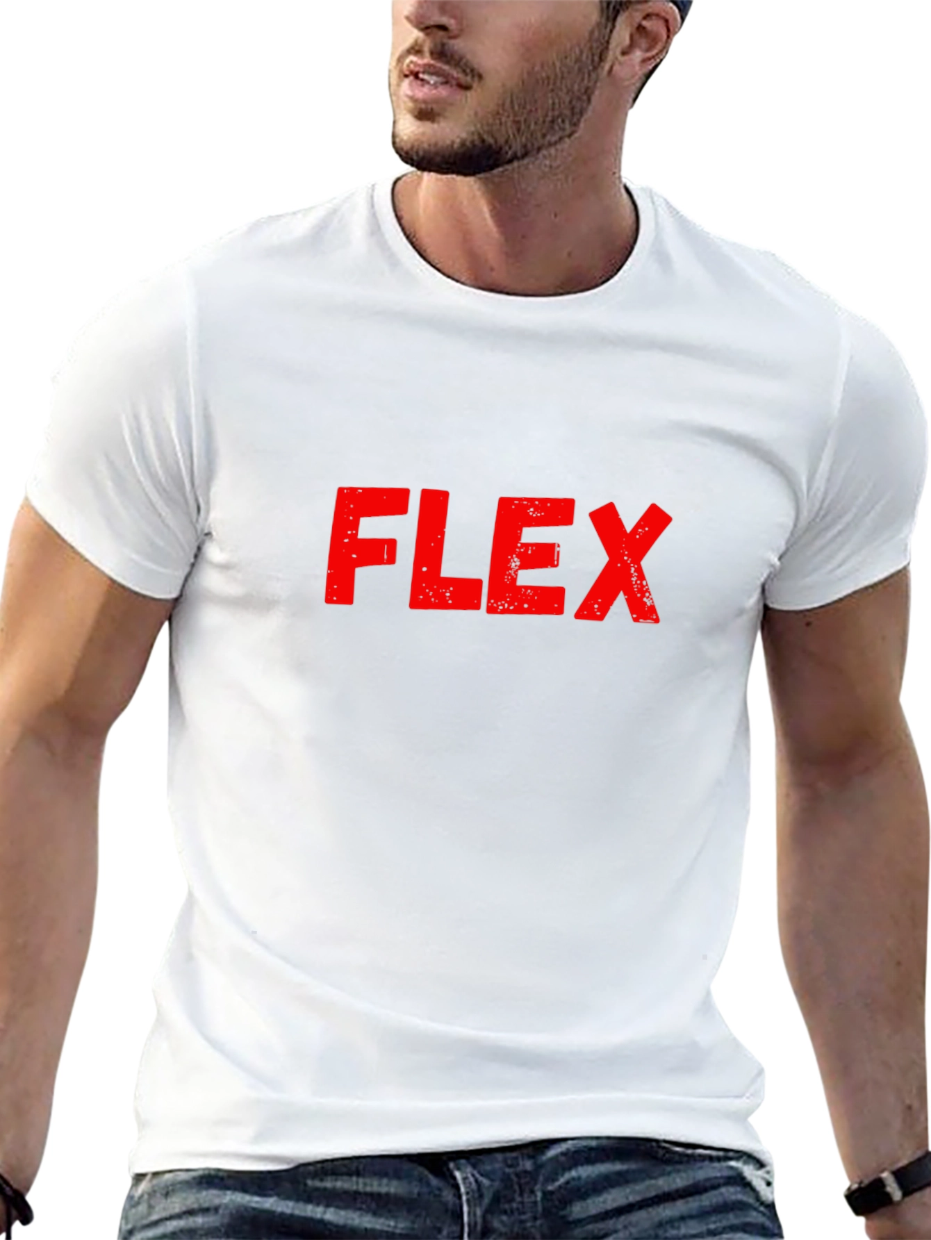 Flex Graphic Tee - Bold Red Print on Black