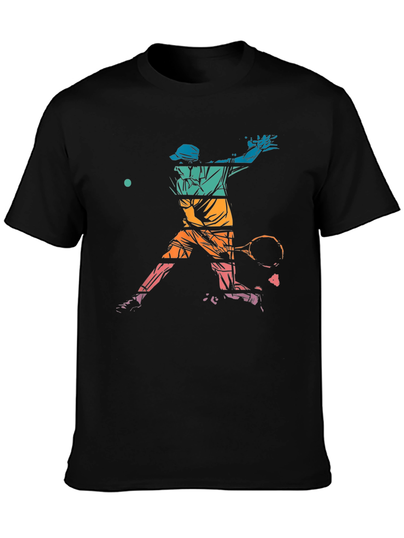 Retro Tennis Player Graphic Tee - Unisex Black T-Shirt