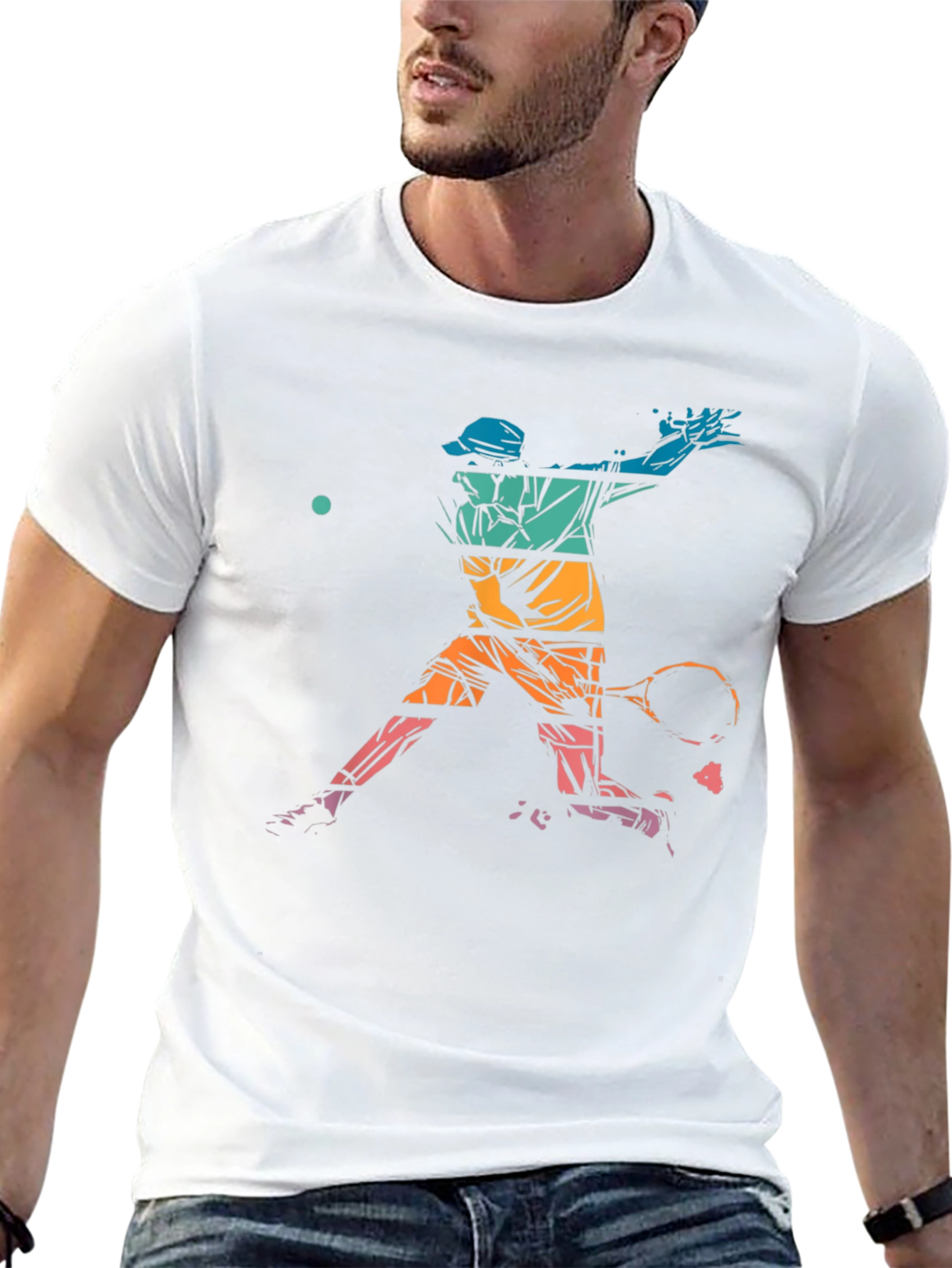 Retro Tennis Player Graphic Tee - Unisex Black T-Shirt