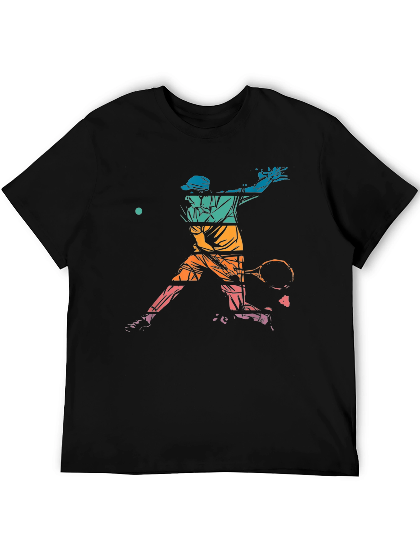 Retro Tennis Player Graphic Tee - Unisex Black T-Shirt