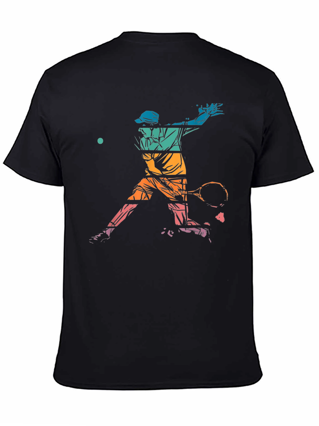Retro Tennis Player Graphic Tee - Unisex Black T-Shirt
