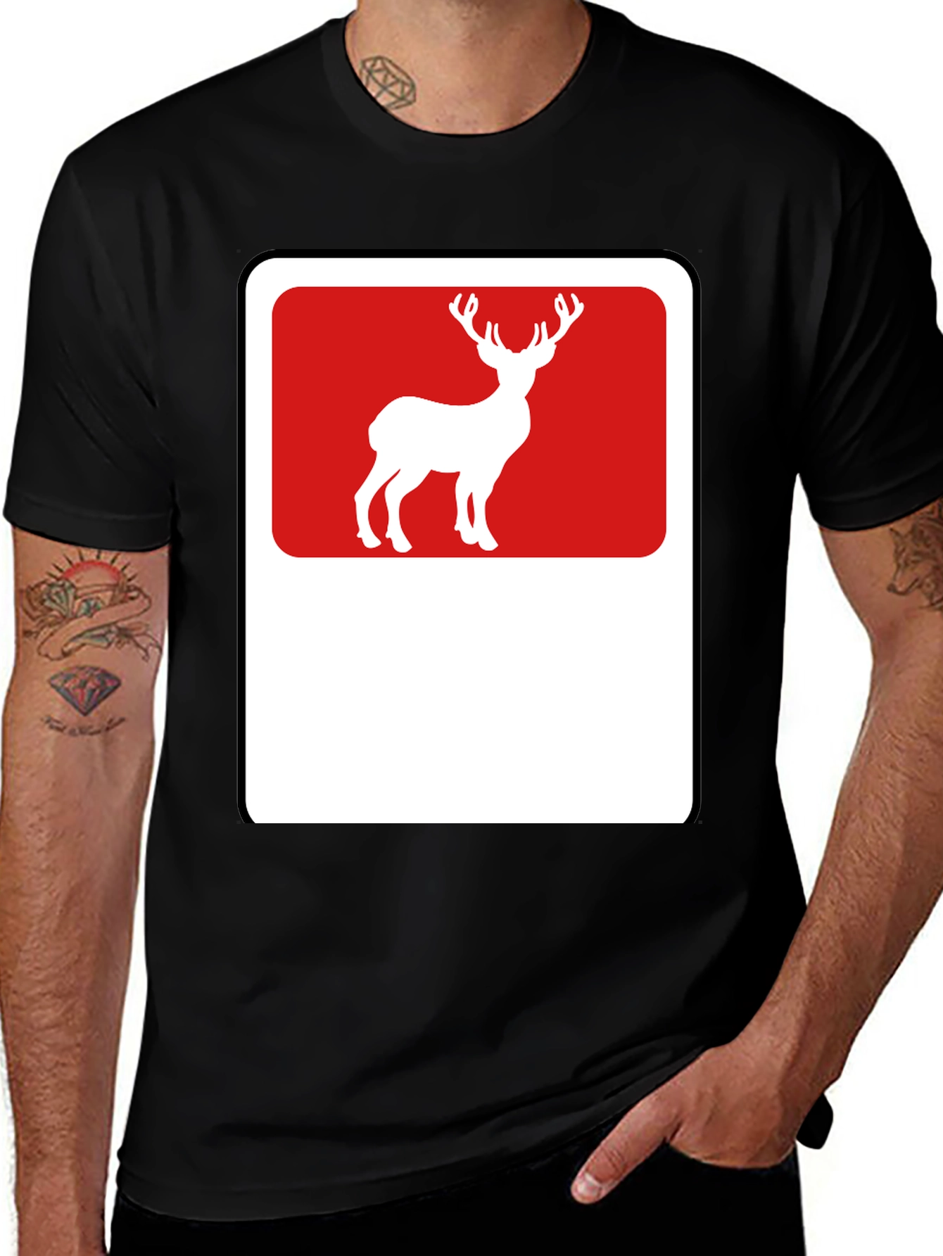Deer Graphic Tee - Black