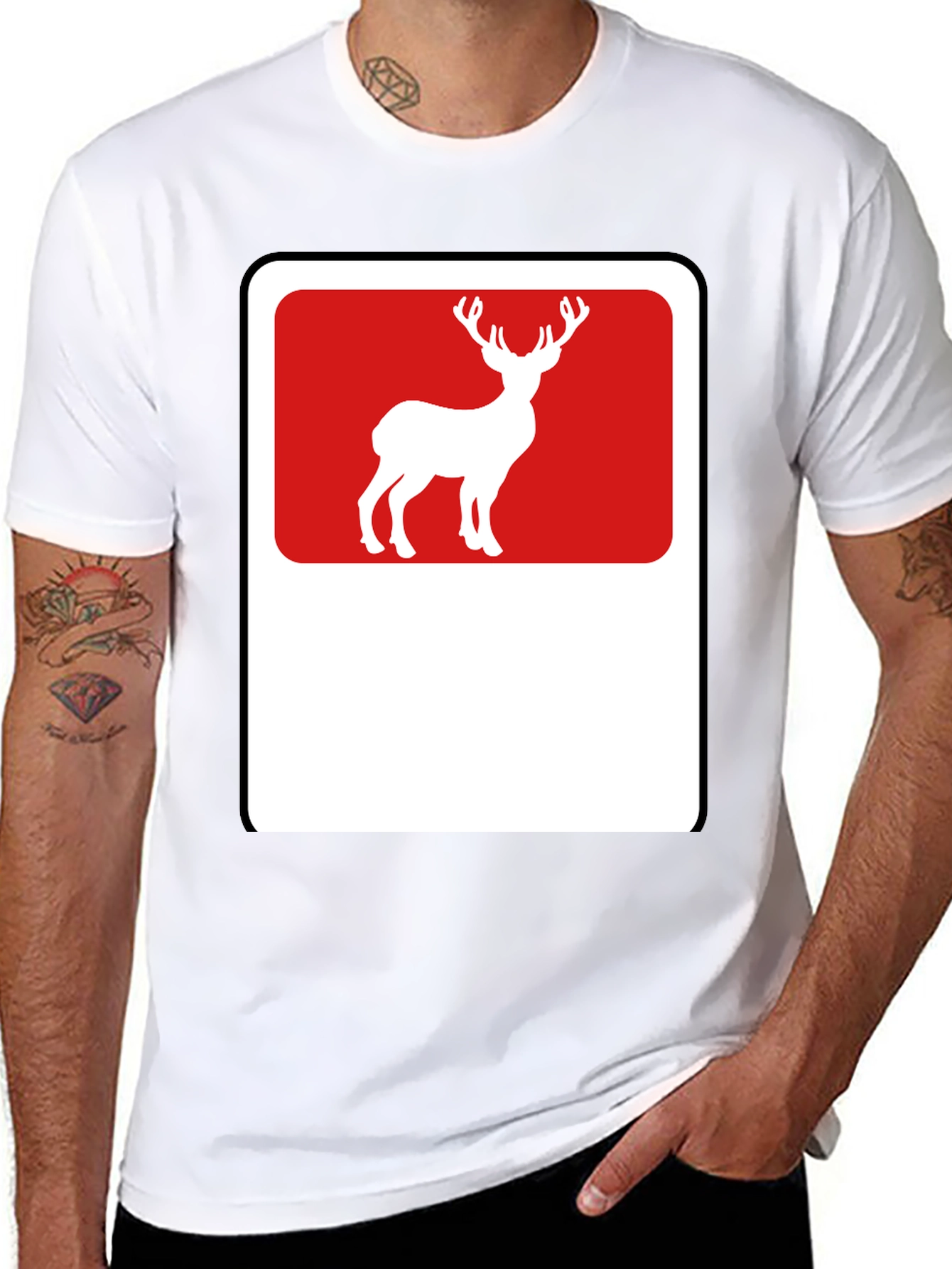 Deer Graphic Tee - Black