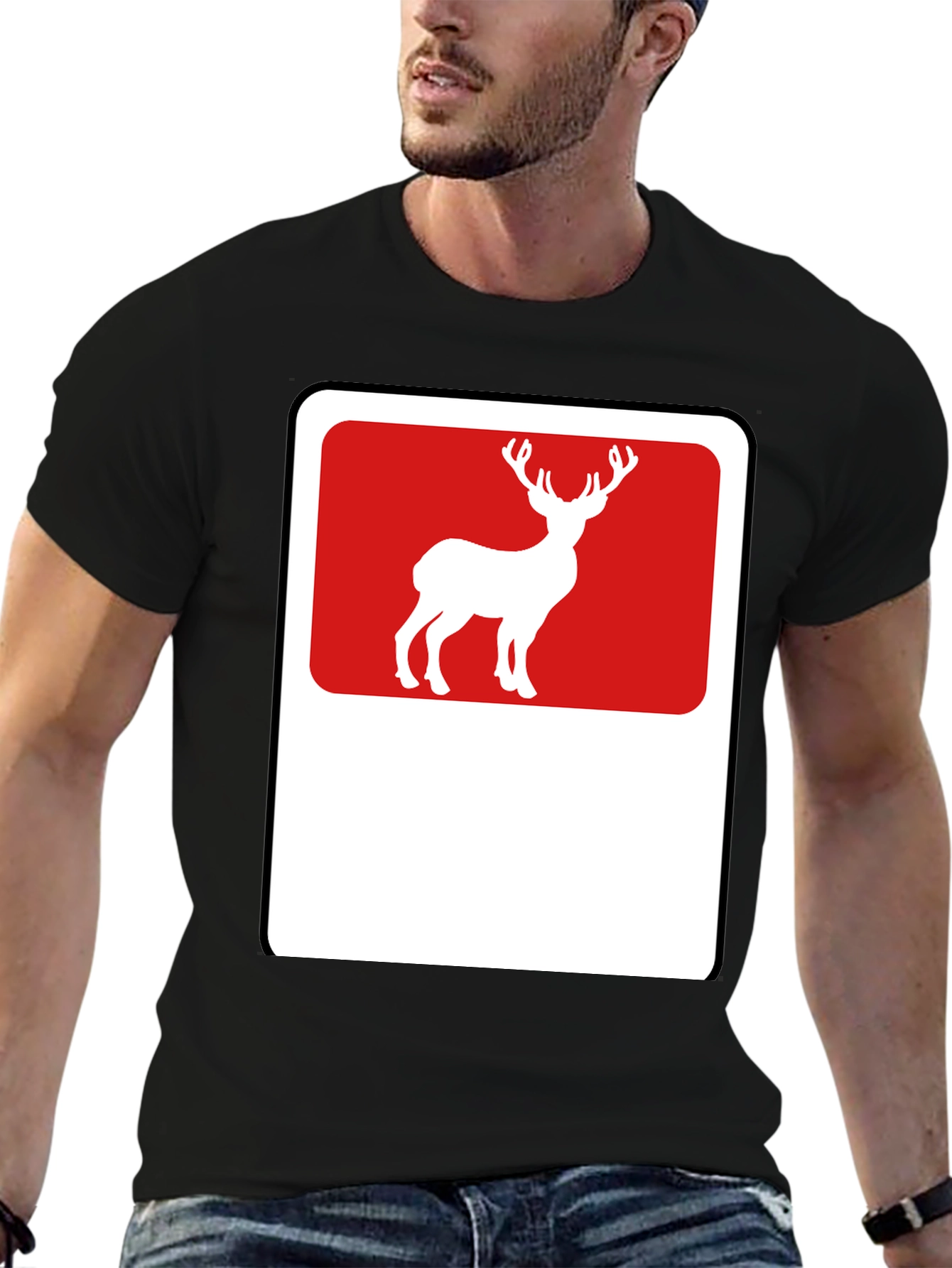 Deer Graphic Tee - Black