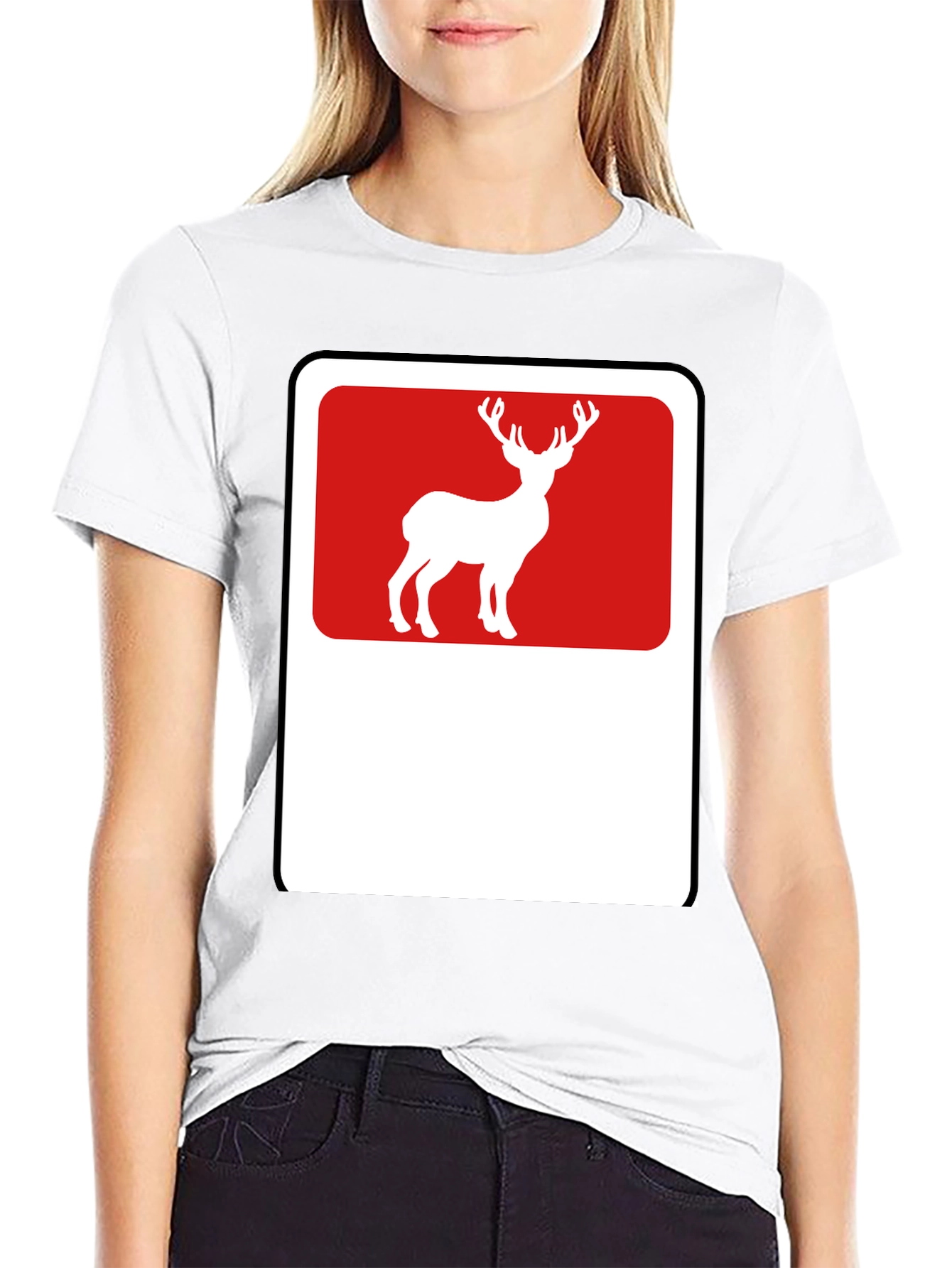 Deer Graphic Tee - Black