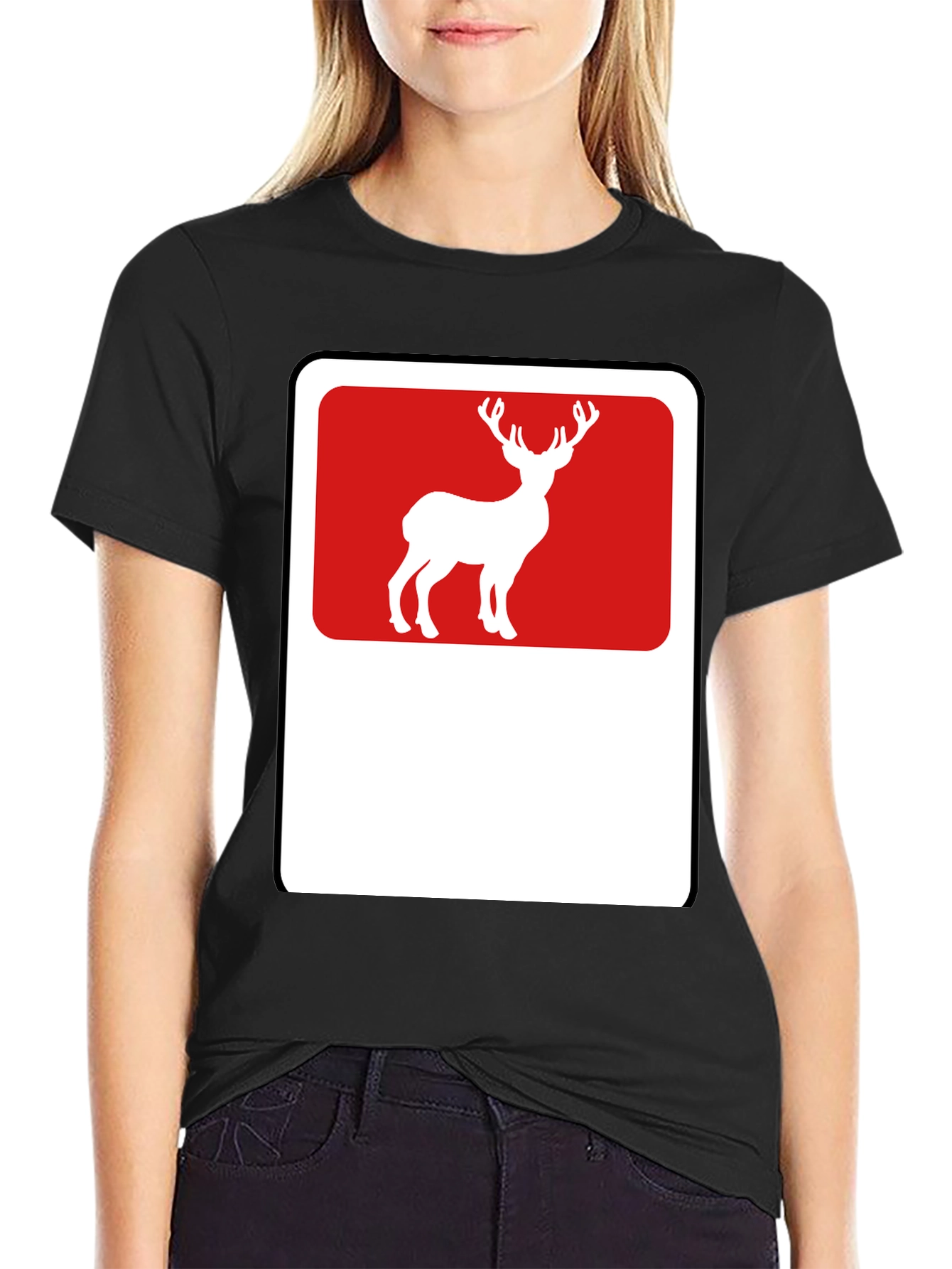 Deer Graphic Tee - Black
