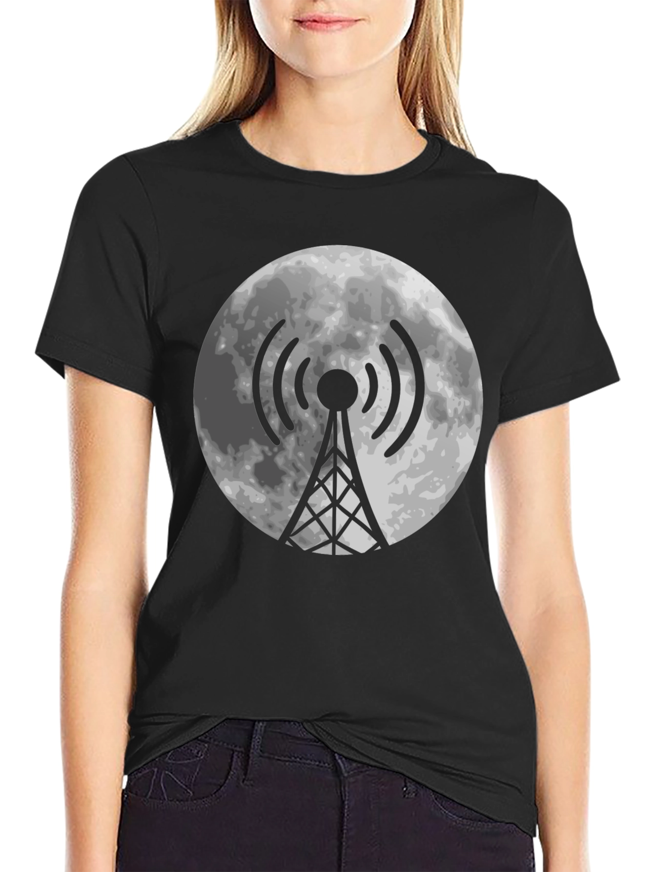 Moon Antenna Black T-Shirt