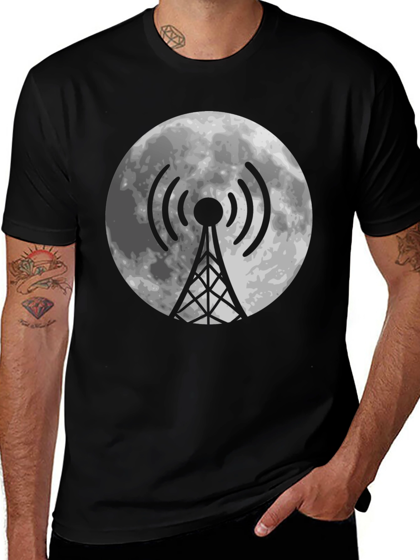 Moon Antenna Black T-Shirt