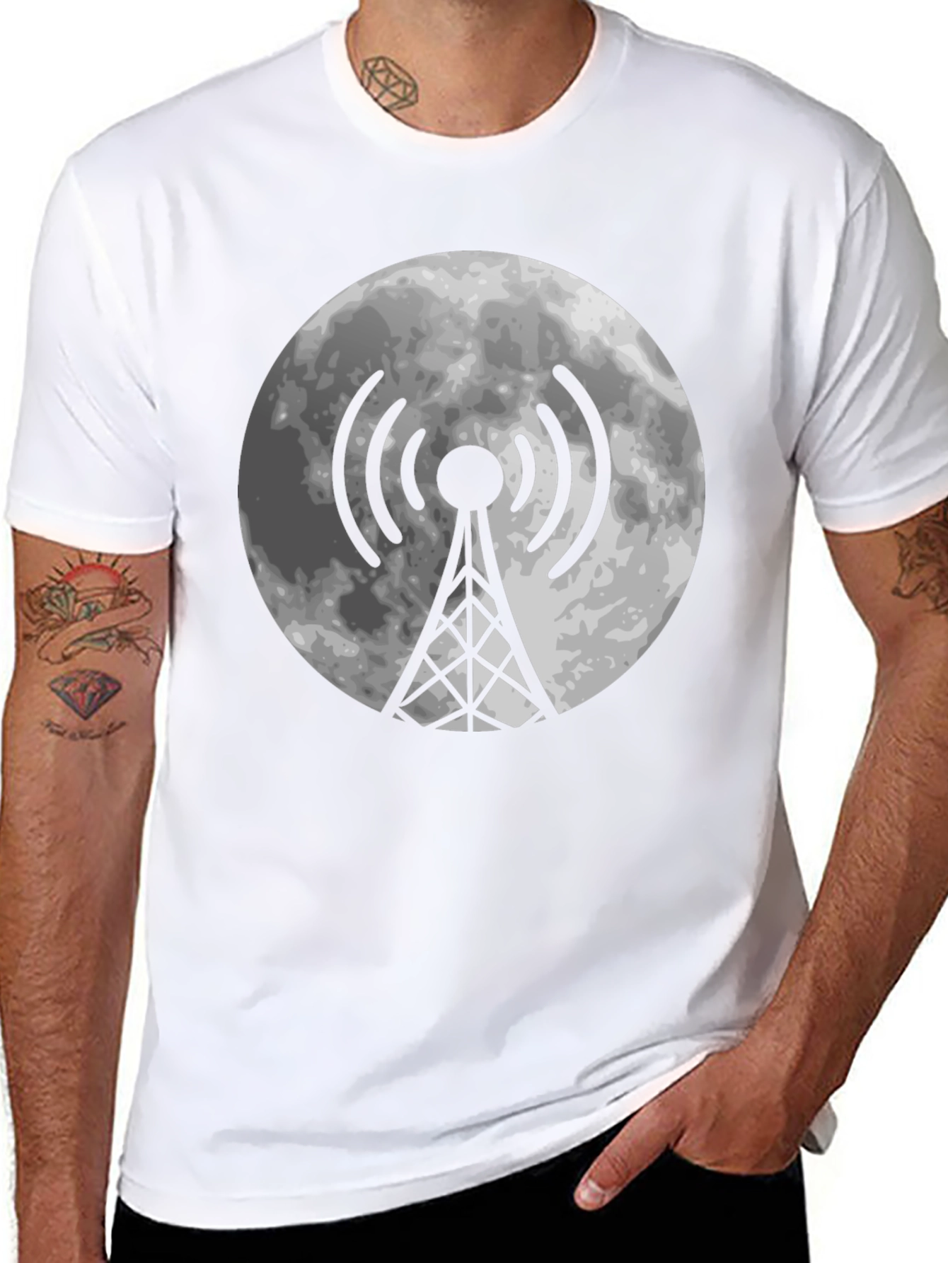 Moon Antenna Black T-Shirt