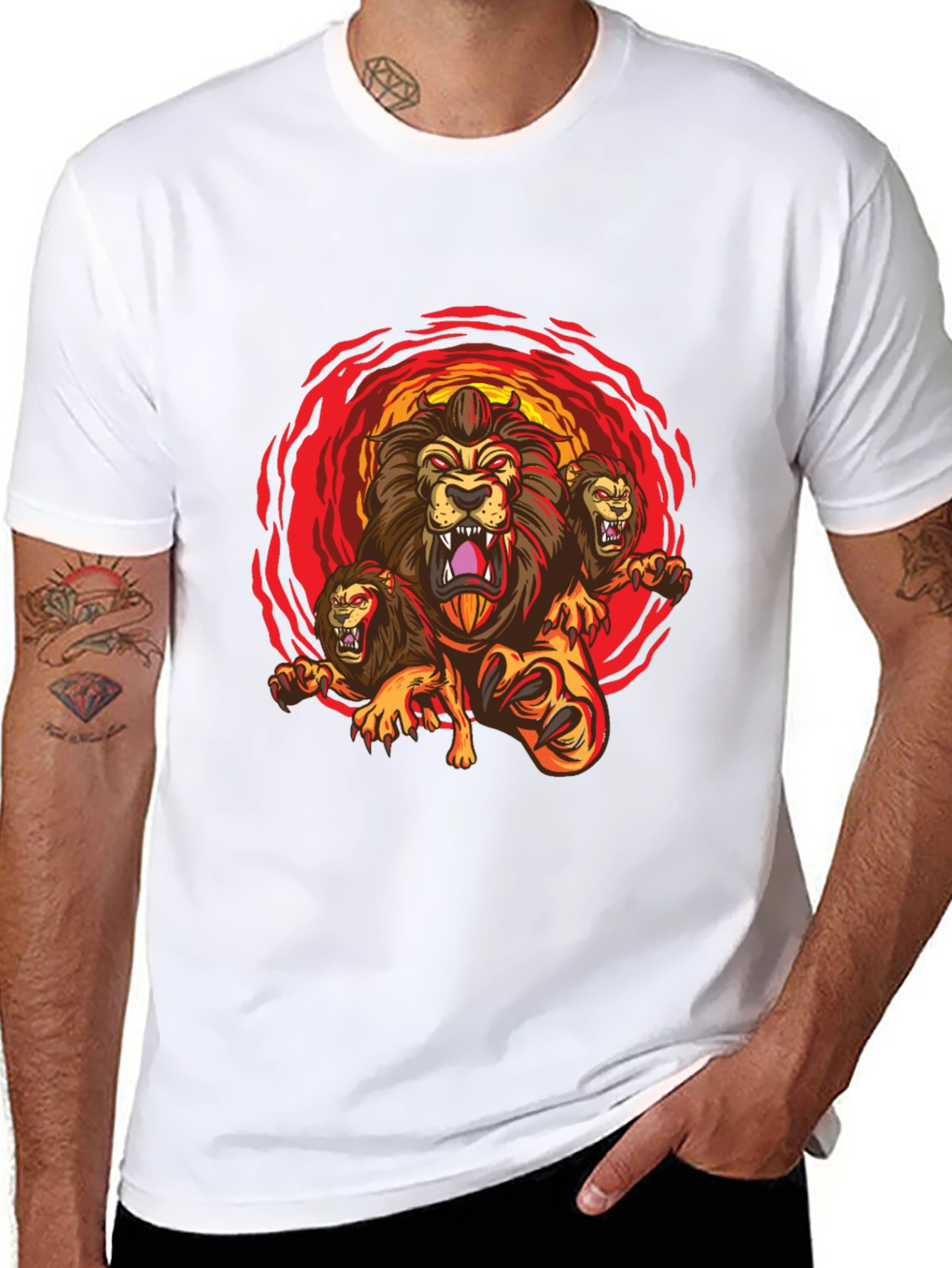 Mens Lion Graphic Tee - Bold & Unique Design