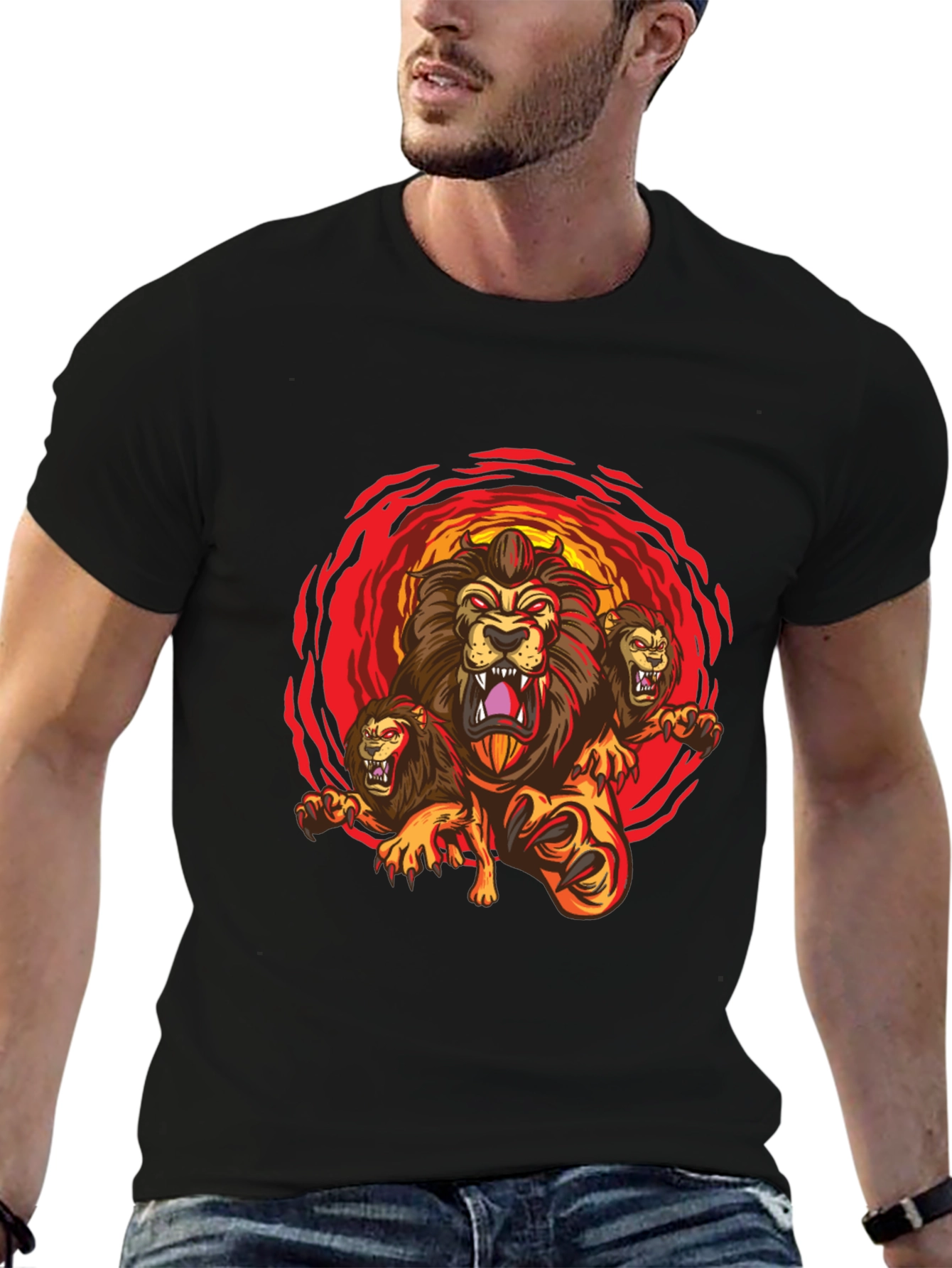Mens Lion Graphic Tee - Bold & Unique Design