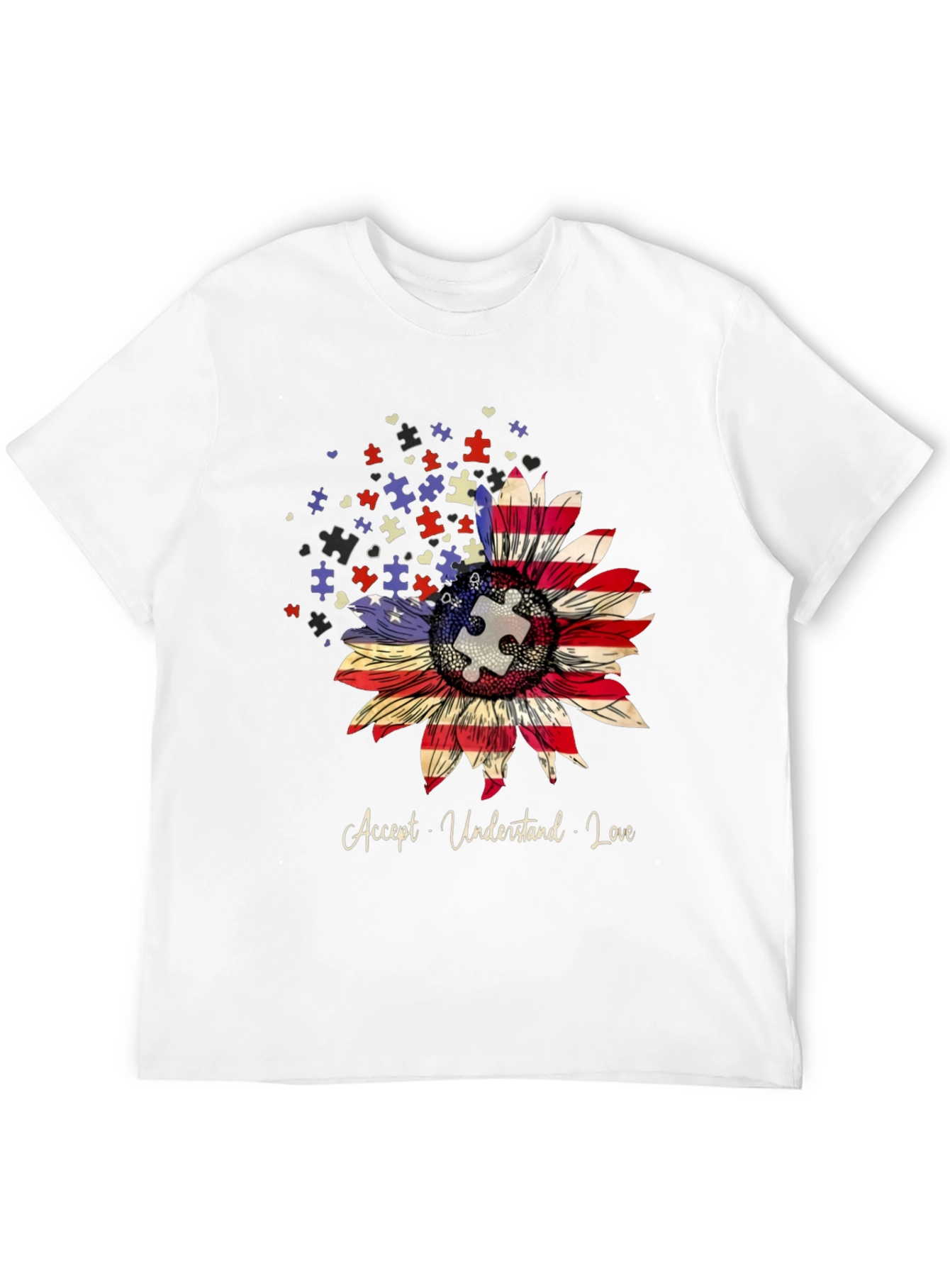 Autism Awareness Sunflower T-Shirt - Accept Understand Love