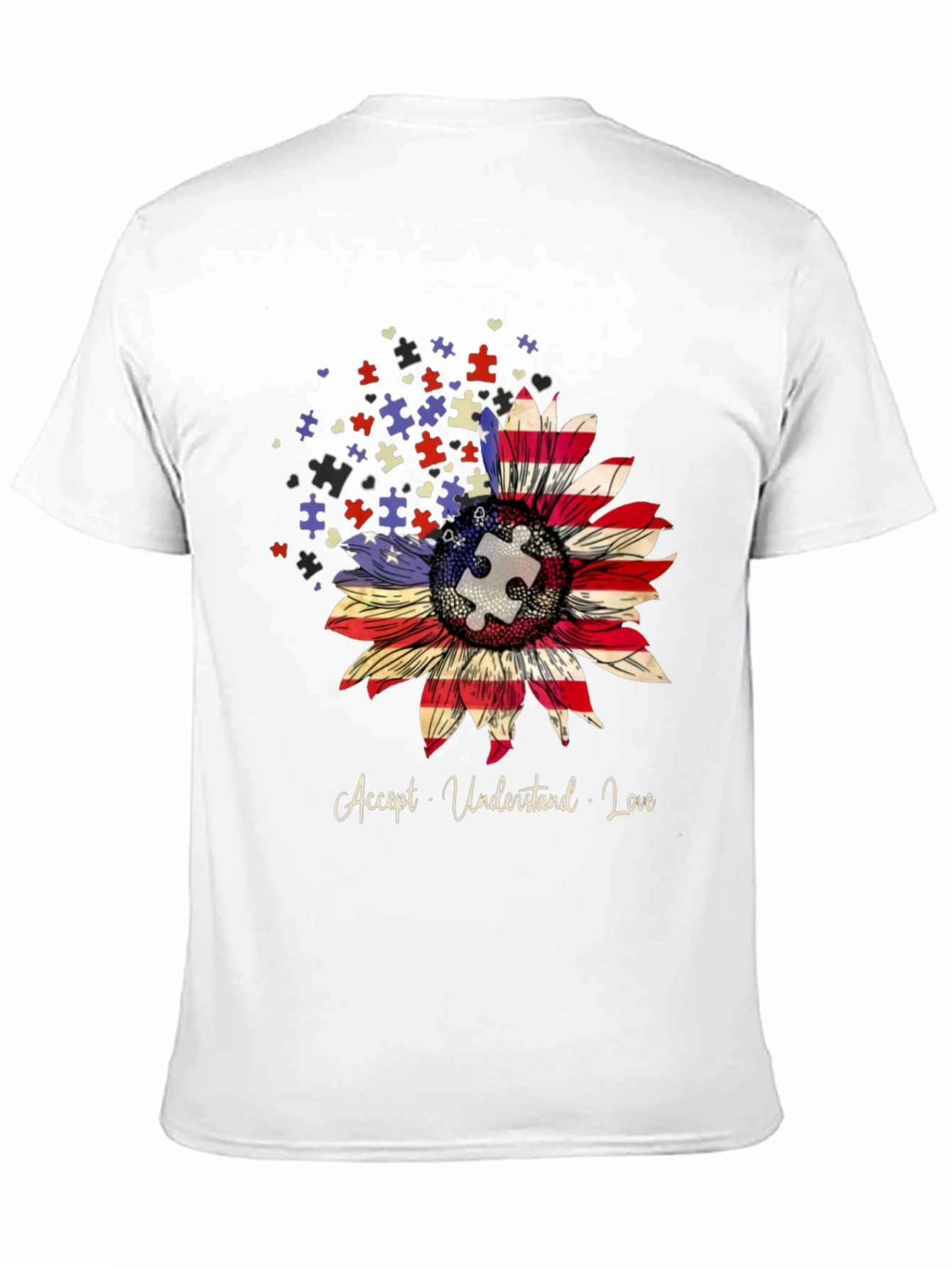Autism Awareness Sunflower T-Shirt - Accept Understand Love