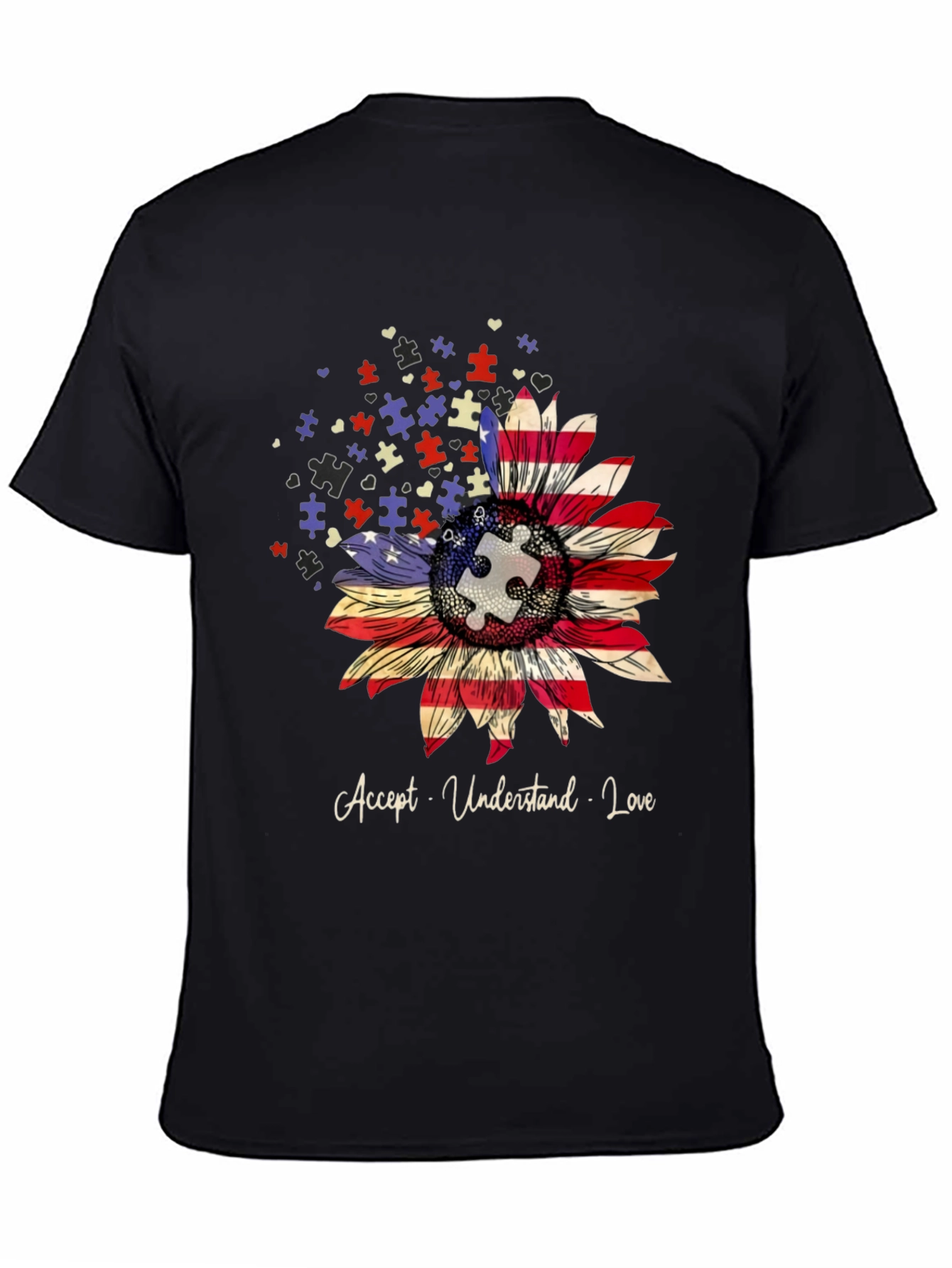Autism Awareness Sunflower T-Shirt - Accept Understand Love