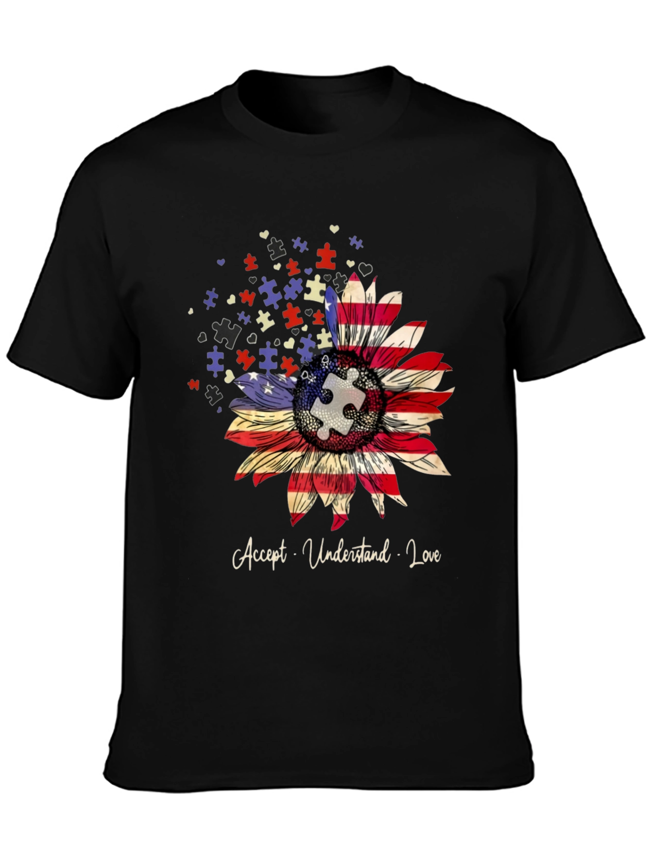 Autism Awareness Sunflower T-Shirt - Accept Understand Love