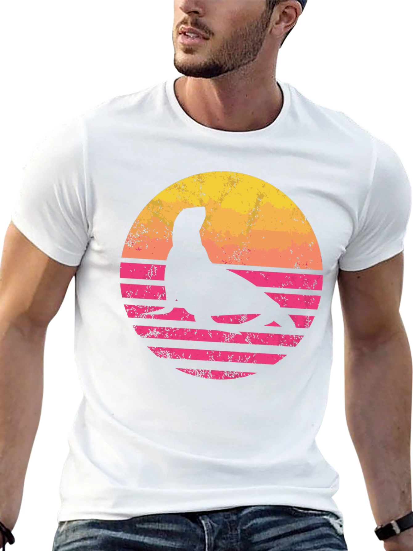 Retro Seal Graphic T-Shirt - Sunset Design