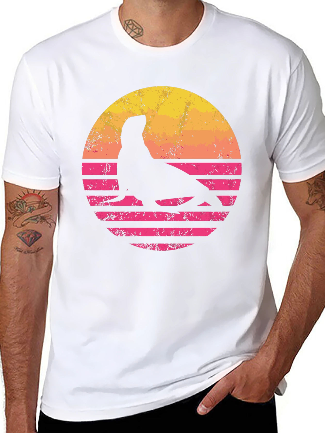 Retro Seal Graphic T-Shirt - Sunset Design