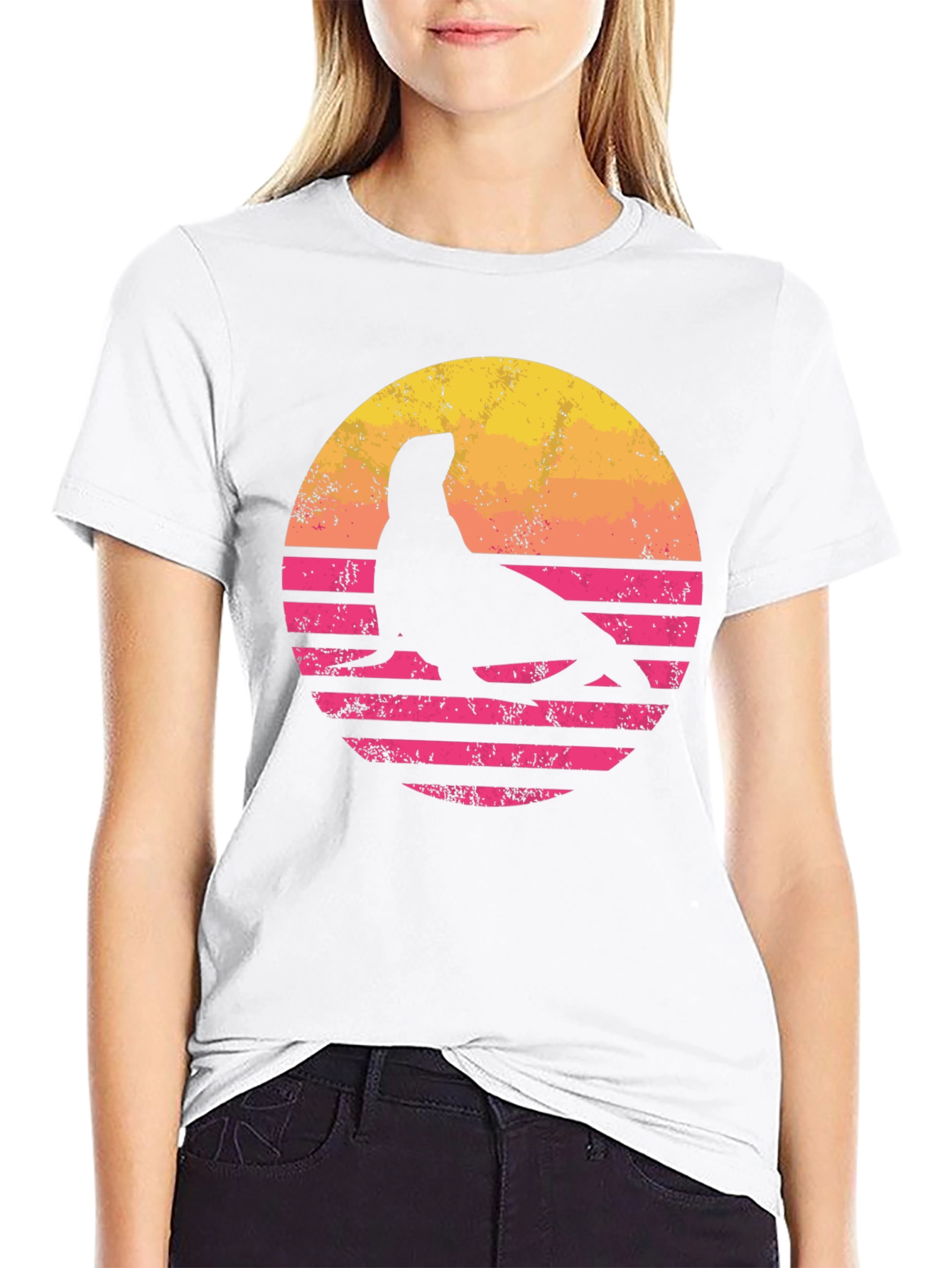 Retro Seal Graphic T-Shirt - Sunset Design