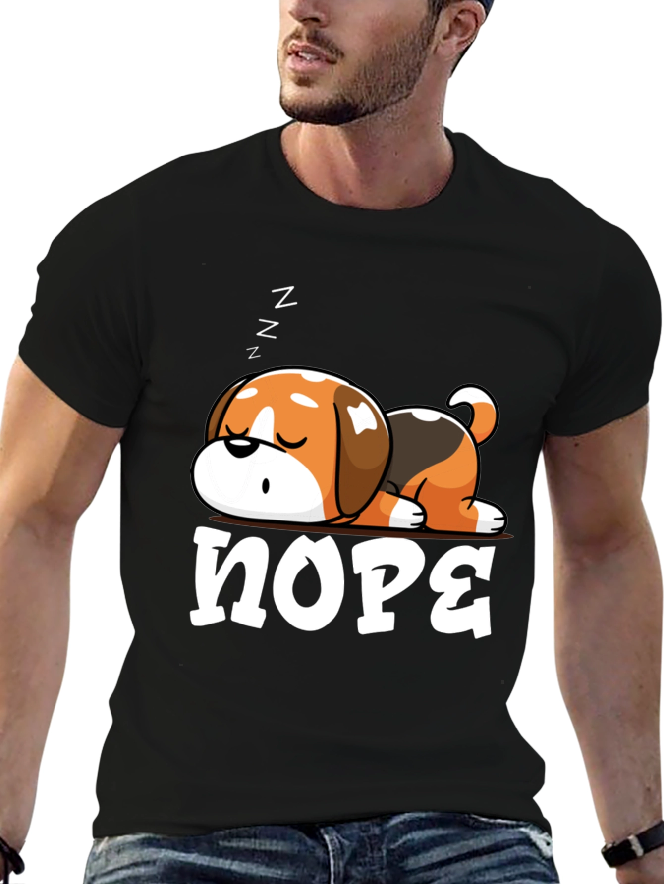Nope Sleeping Dog Graphic T-Shirt