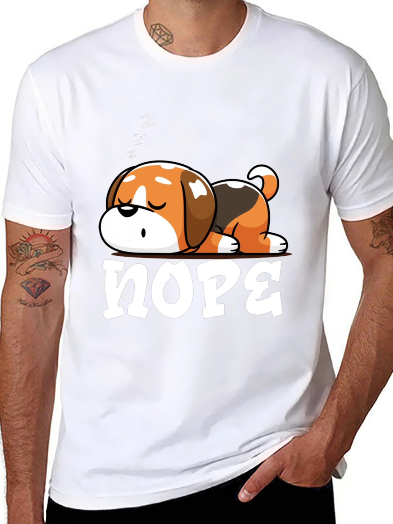 Nope Sleeping Dog Graphic T-Shirt