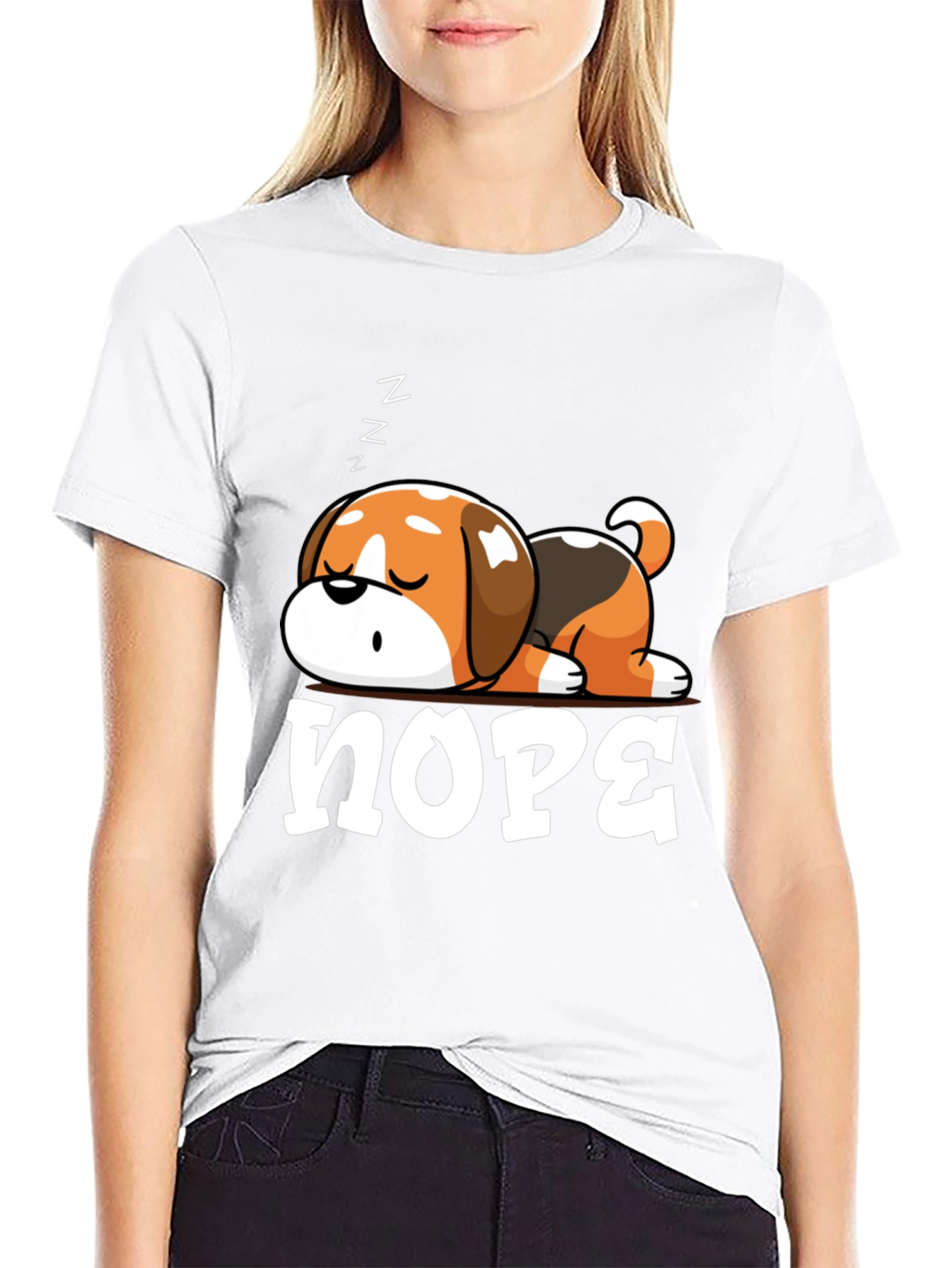 Nope Sleeping Dog Graphic T-Shirt