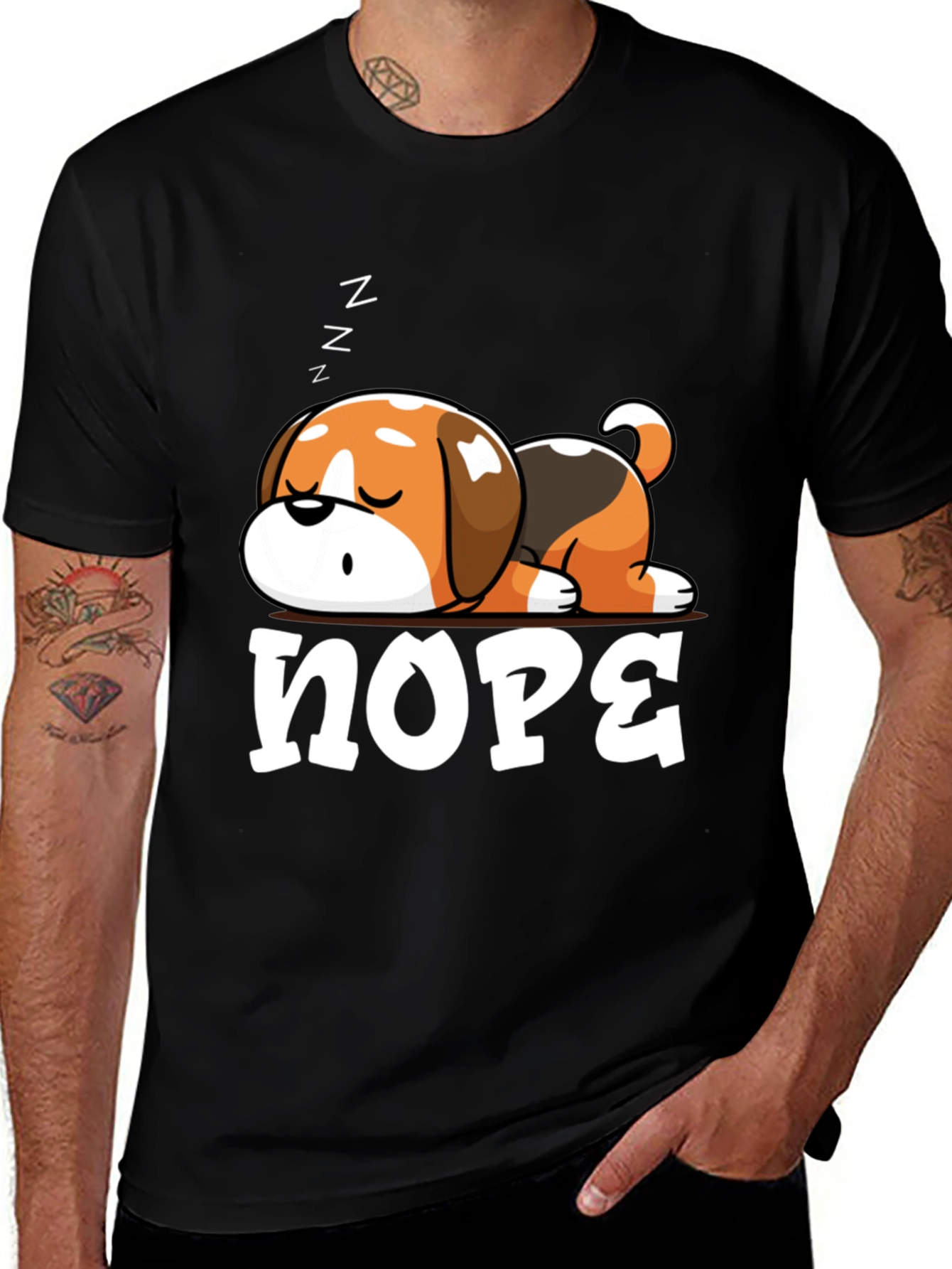 Nope Sleeping Dog Graphic T-Shirt