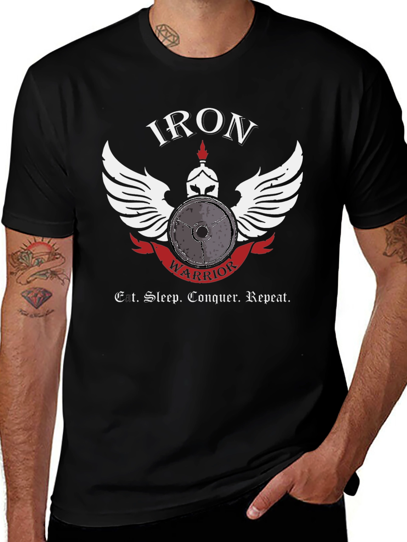 Iron Warrior Gym T-Shirt - Eat Sleep Conquer