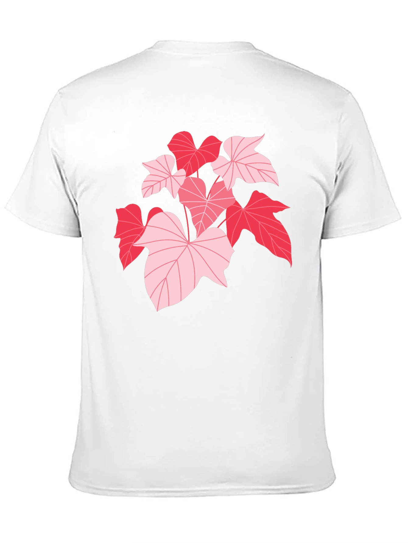 Pink Leaf Graphic Black T-Shirt