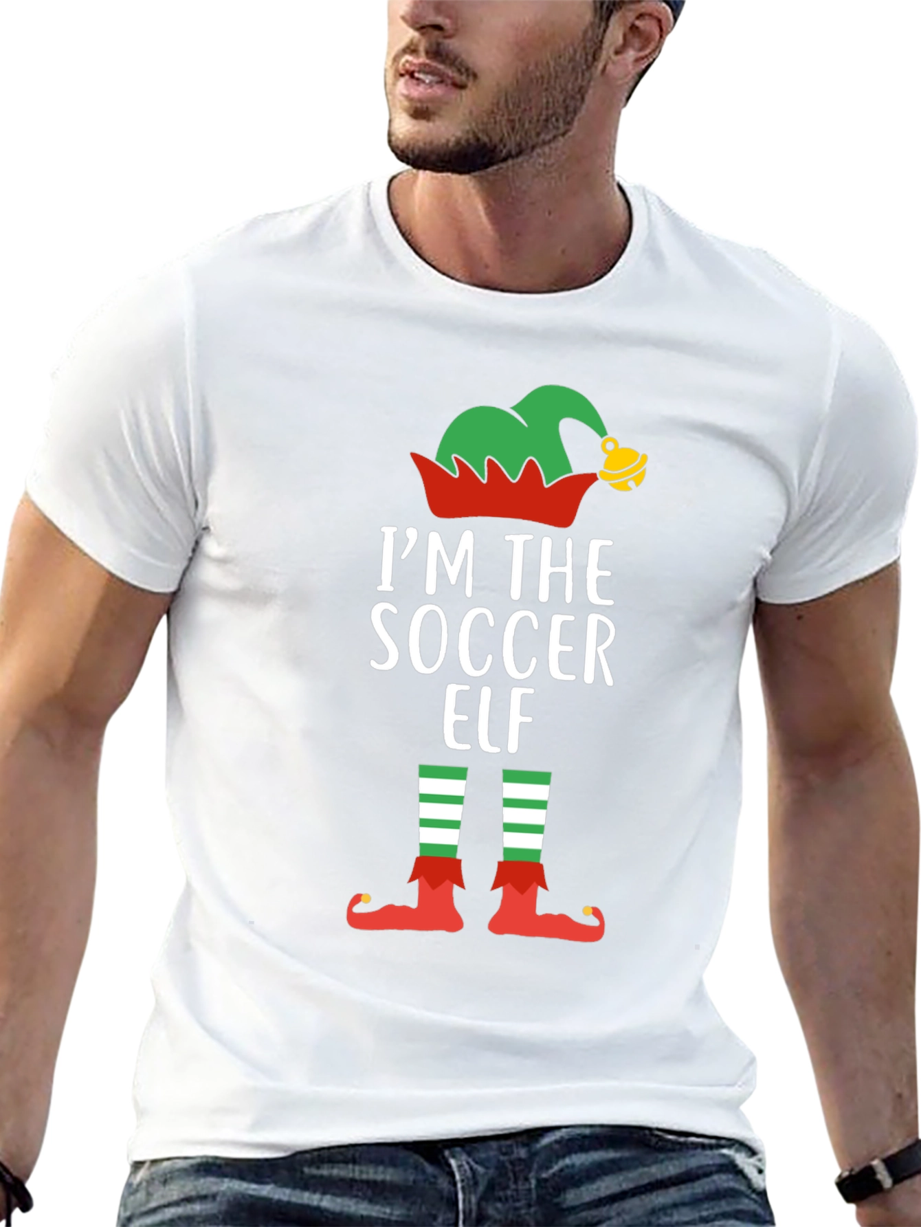 Soccer Elf Christmas T-Shirt Holiday Festive Tee