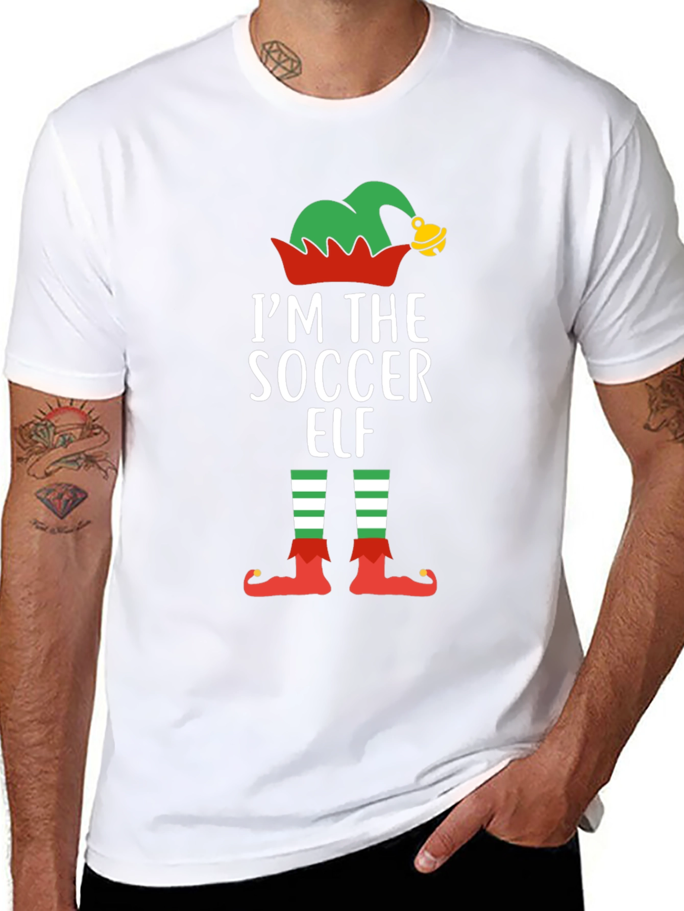 Soccer Elf Christmas T-Shirt Holiday Festive Tee