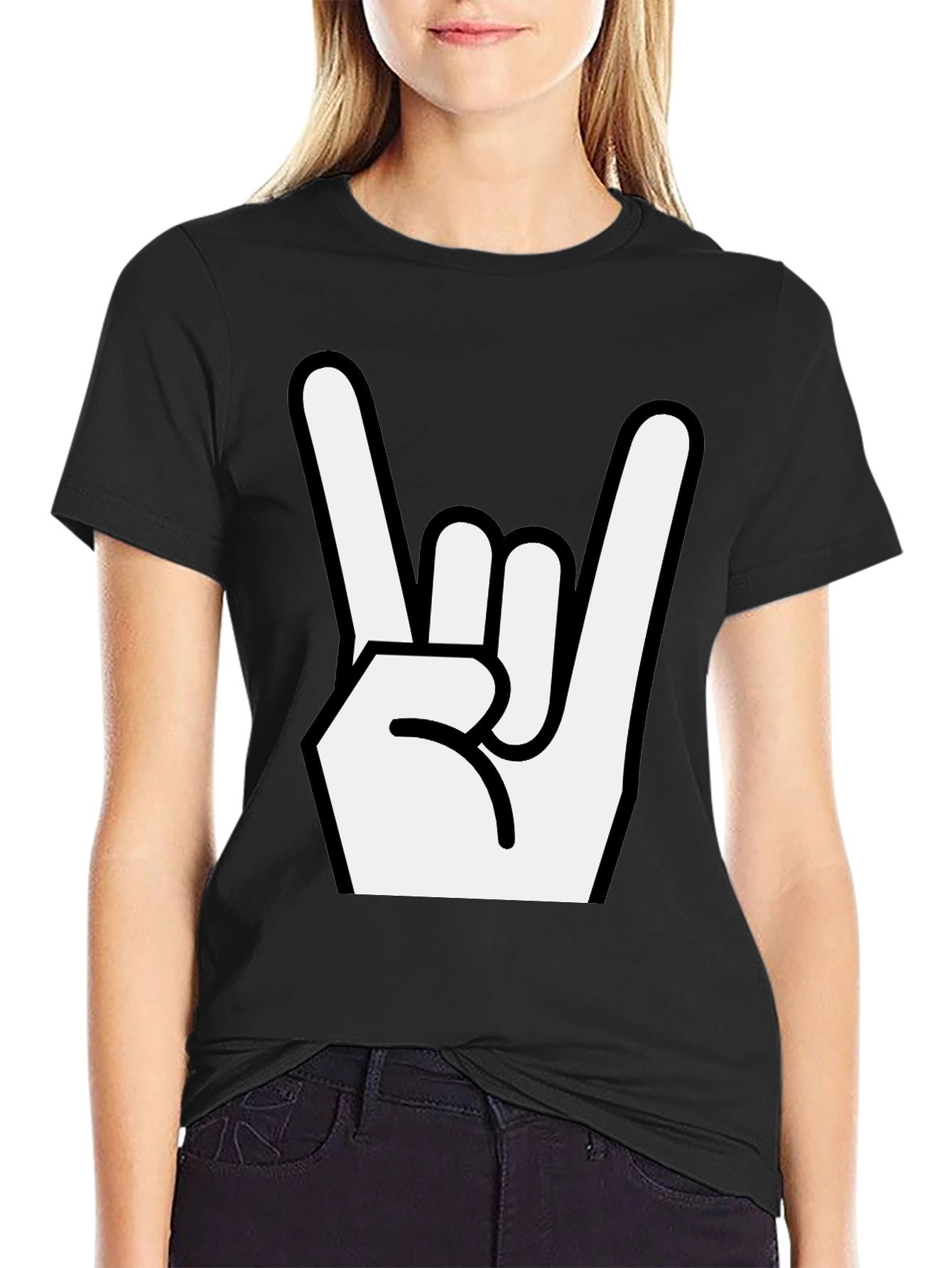 Rock On! Black Graphic T-Shirt