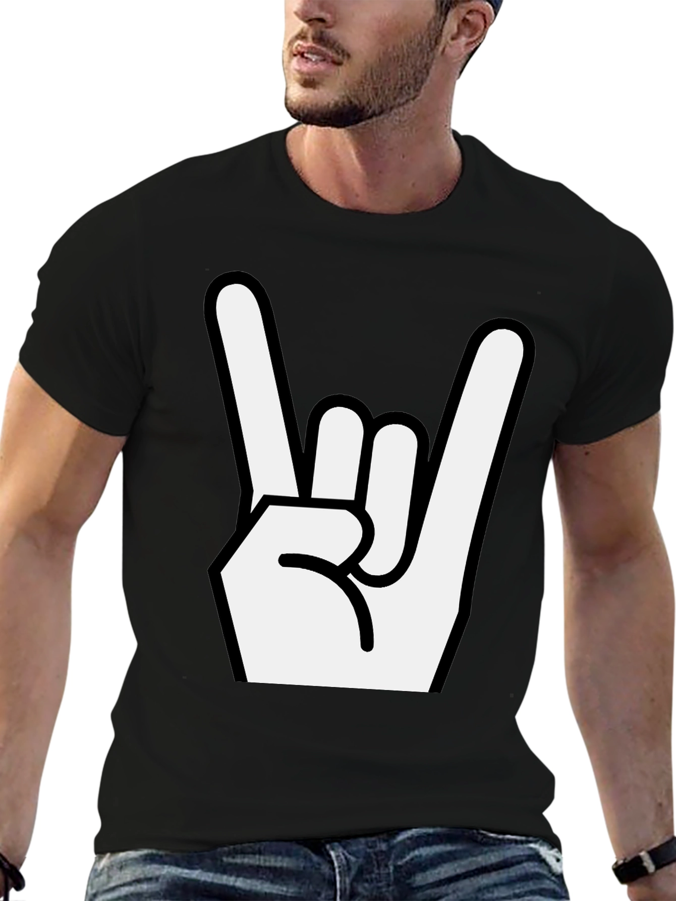 Rock On! Black Graphic T-Shirt