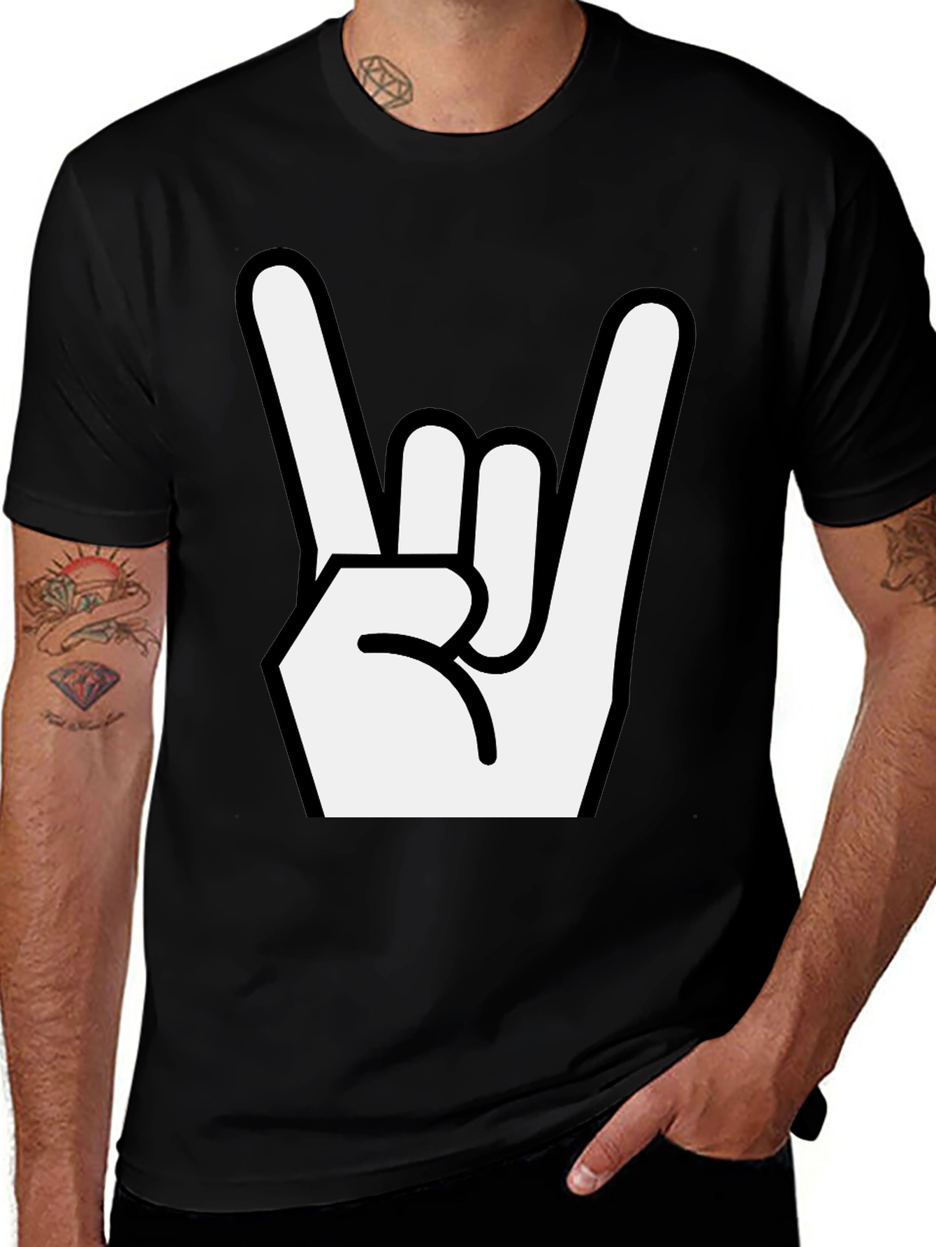 Rock On! Black Graphic T-Shirt