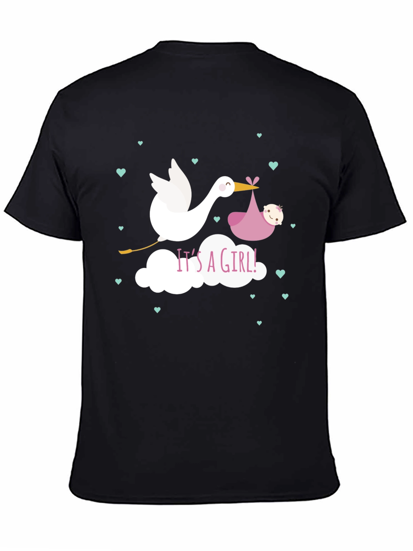 Its A Girl! Stork Baby Shower Graphic Tee