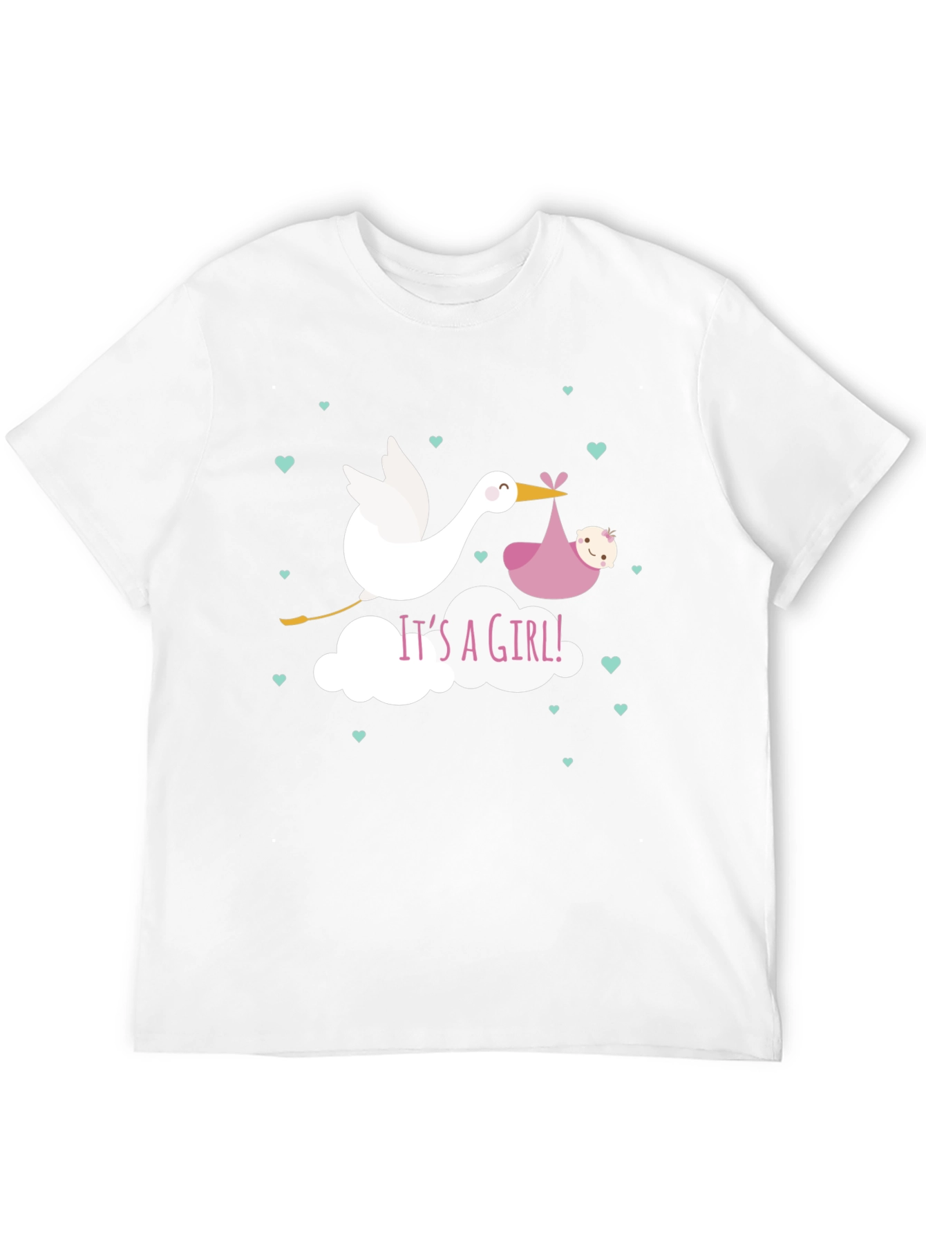 Its A Girl! Stork Baby Shower Graphic Tee