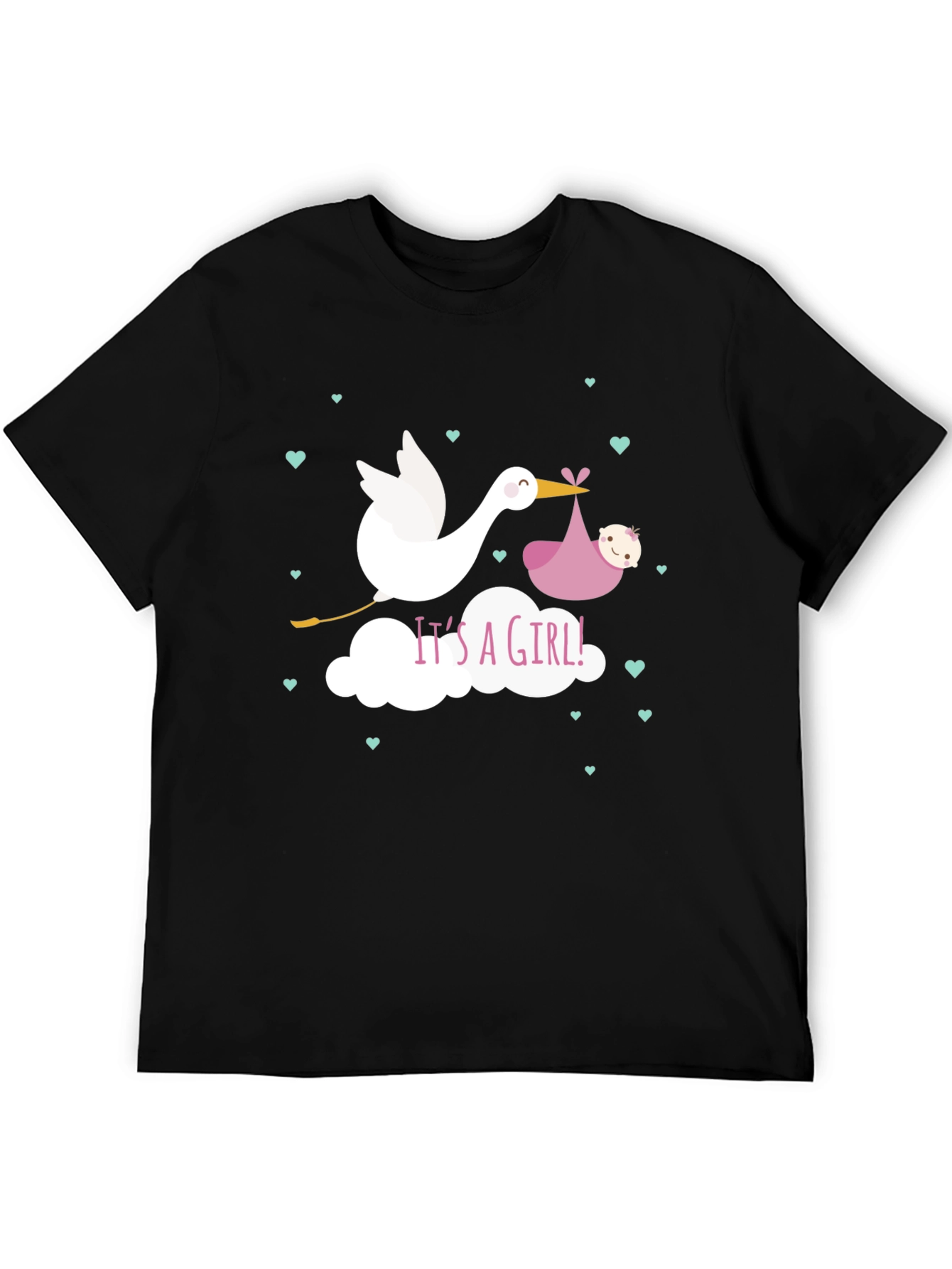 Its A Girl! Stork Baby Shower Graphic Tee