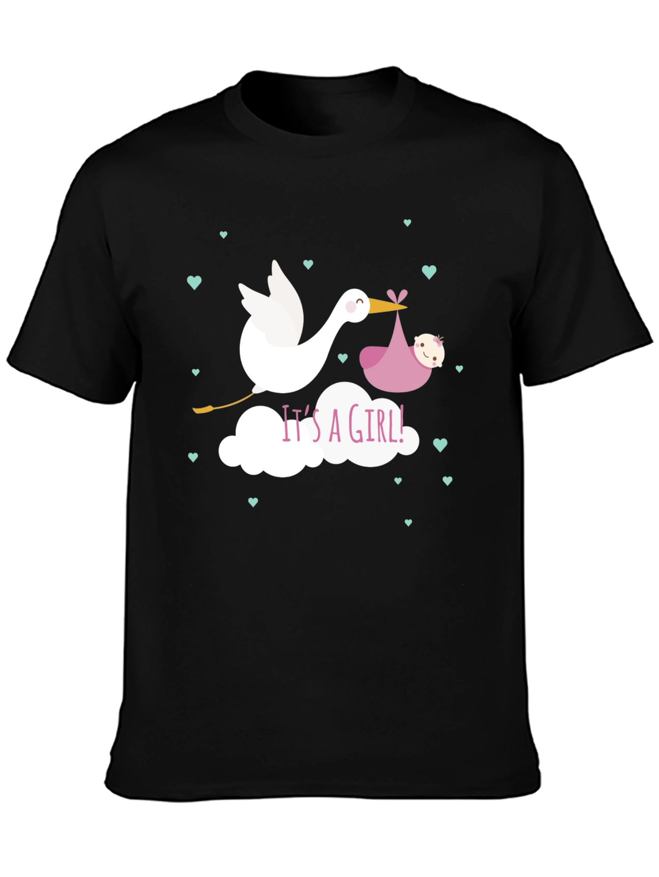 Its A Girl! Stork Baby Shower Graphic Tee
