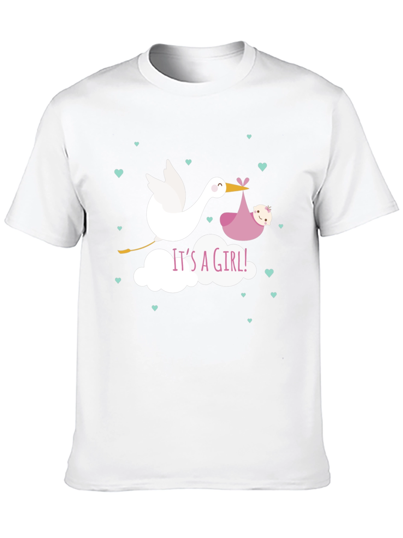 Its A Girl! Stork Baby Shower Graphic Tee