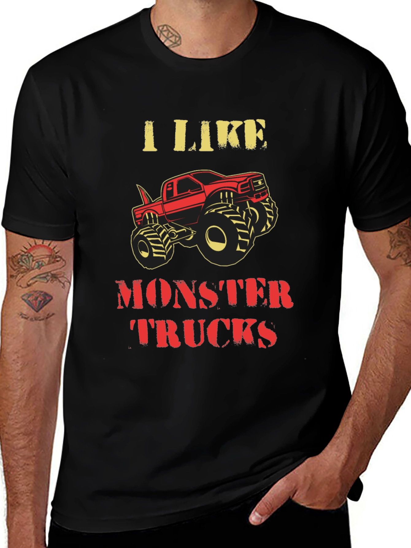 I Like Monster Trucks Graphic Tee - Black
