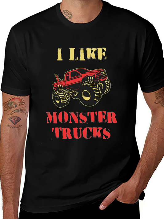 I Like Monster Trucks Graphic Tee - Black