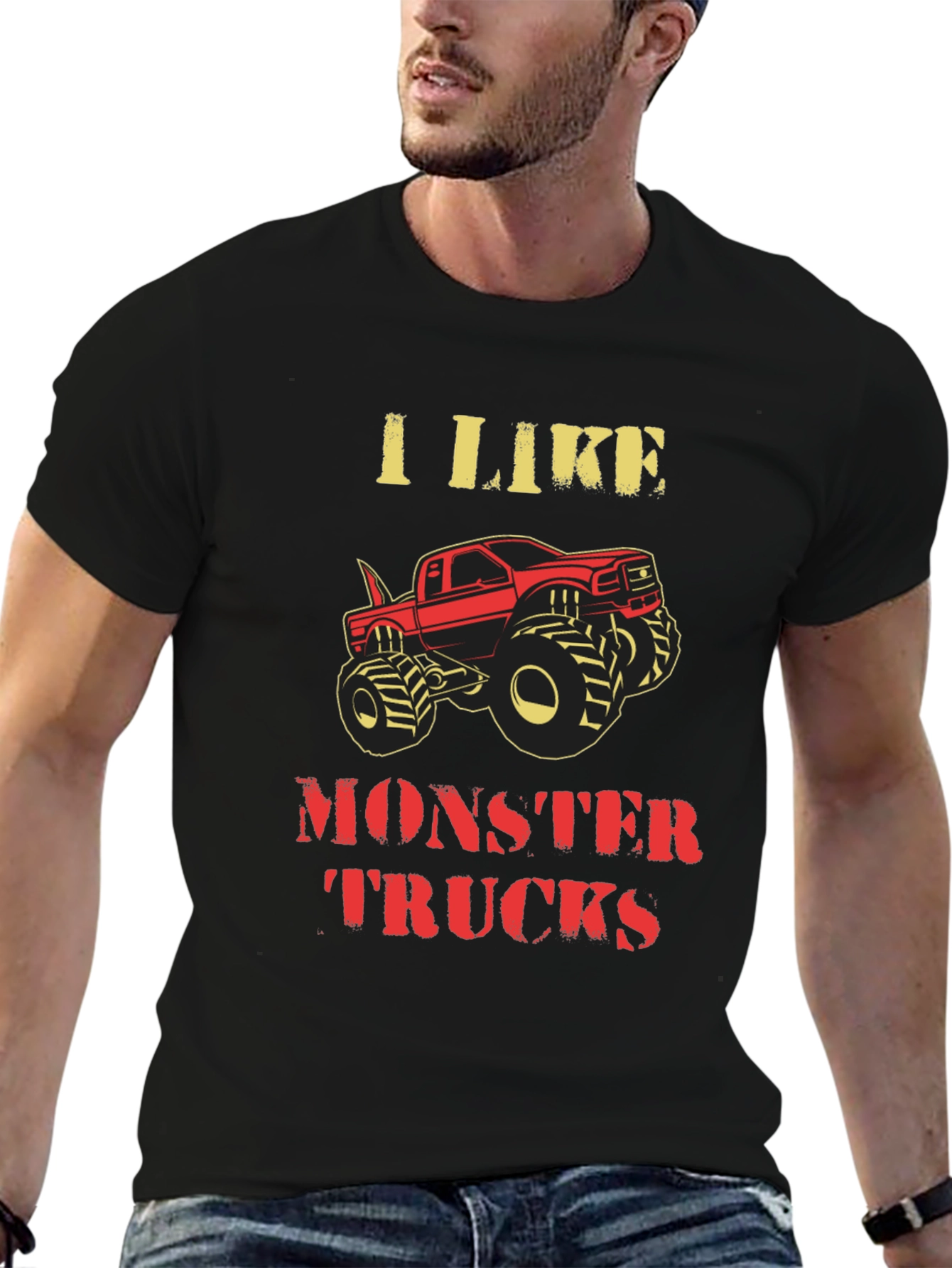 I Like Monster Trucks Graphic Tee - Black