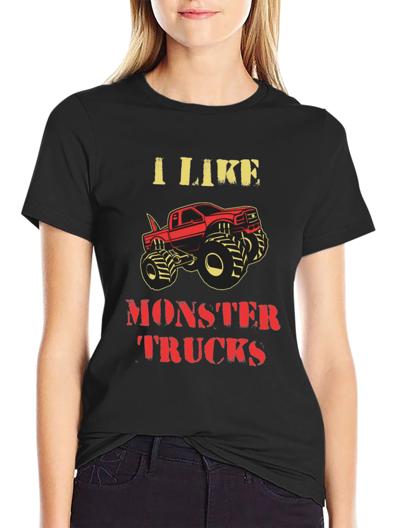 I Like Monster Trucks Graphic Tee - Black