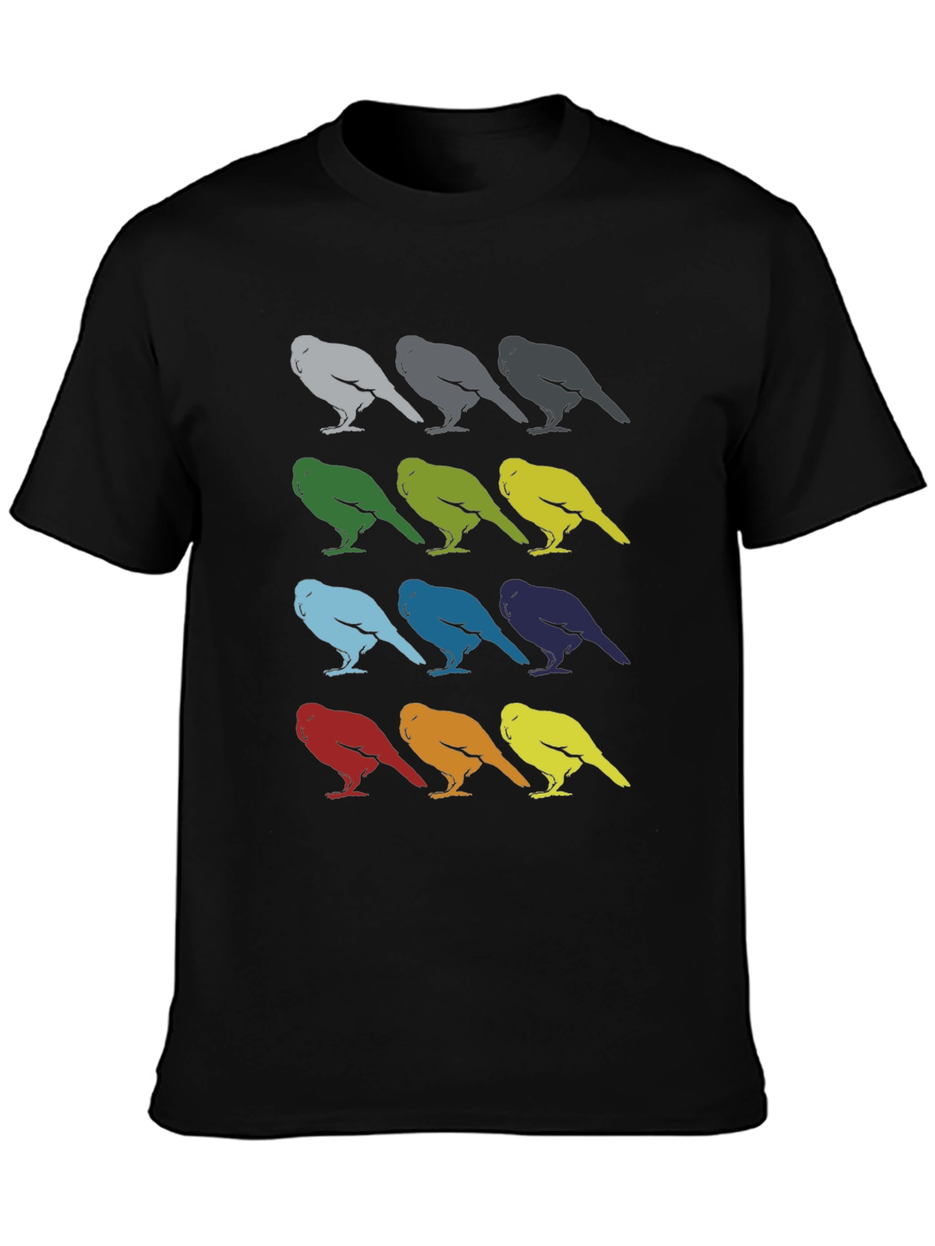 Bird Pattern Graphic Tee - Mens Black T-Shirt