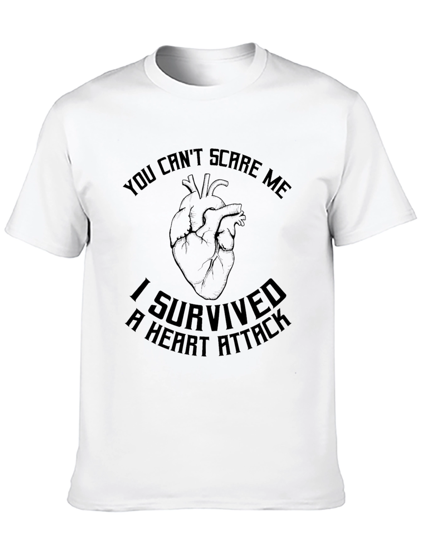 I Survived Heart Attack Black Graphic T-Shirt